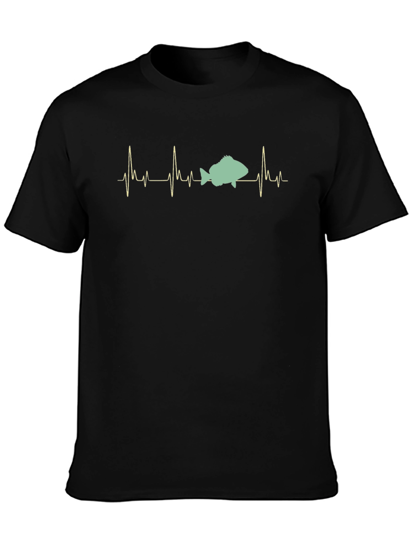 Fishing Heartbeat T-Shirt - Black