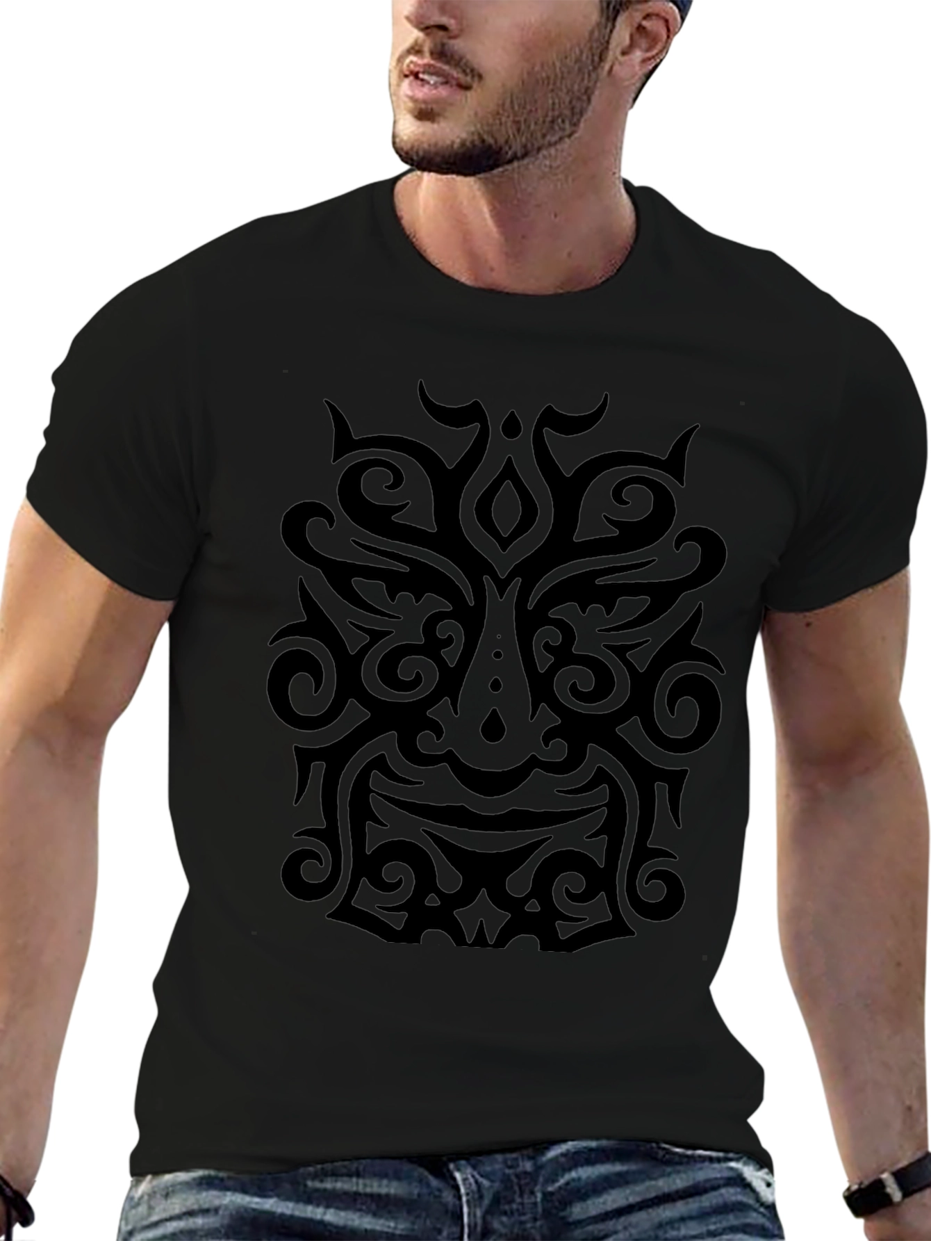 Tribal Mask Graphic Black T-Shirt