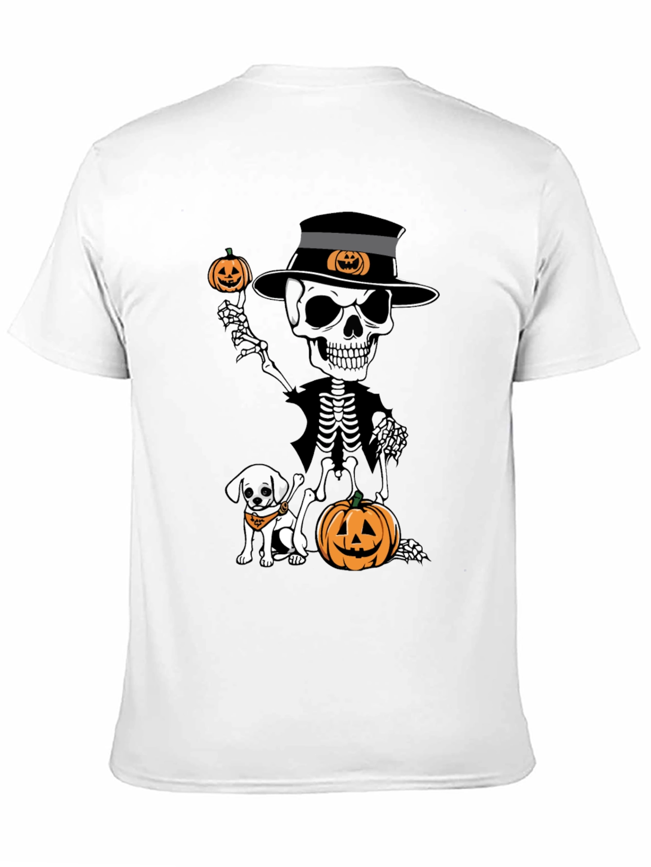 Halloween Skeleton Dog & Pumpkin Graphic Tee