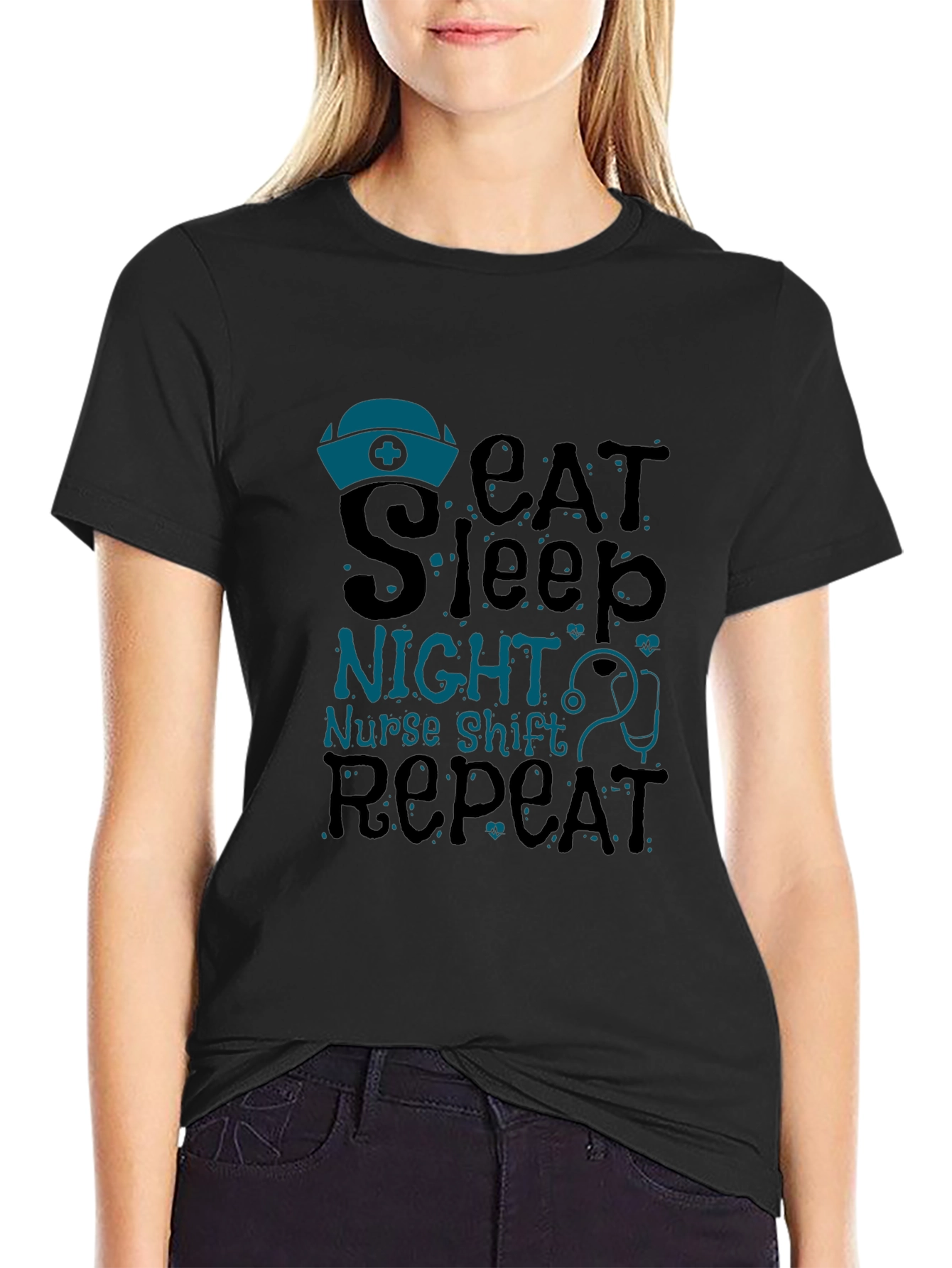 Nurse Night Shift T-Shirt - Eat Sleep Repeat