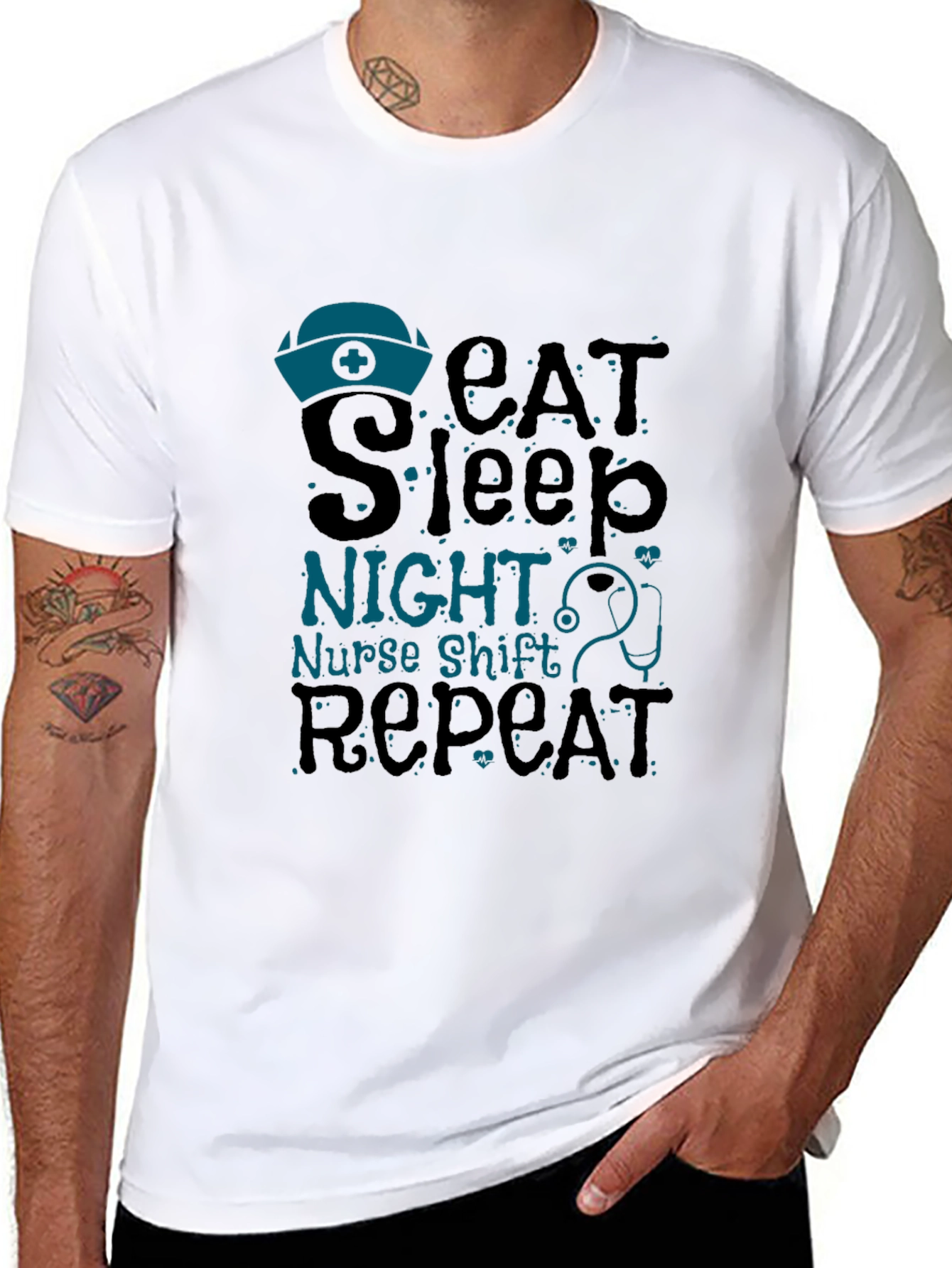 Nurse Night Shift T-Shirt - Eat Sleep Repeat