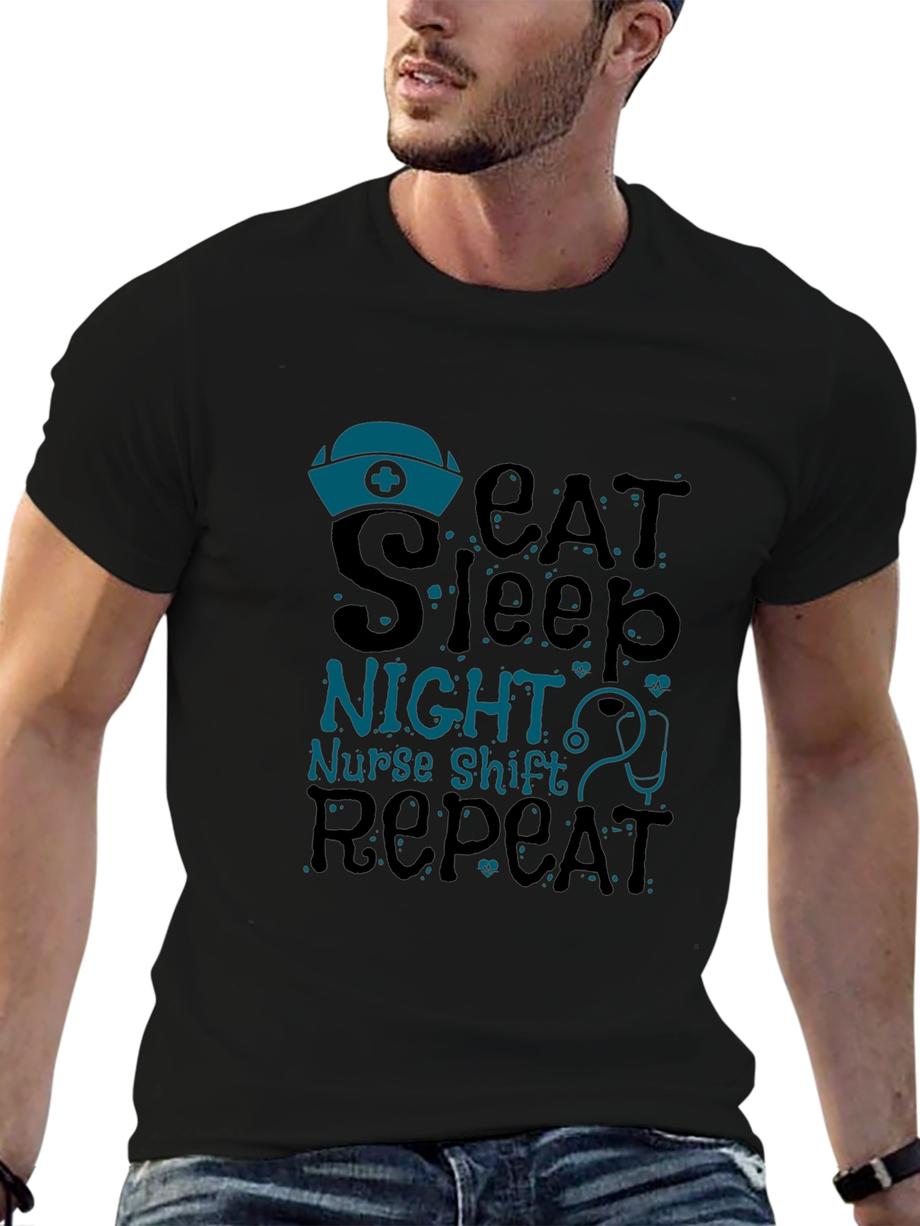 Nurse Night Shift T-Shirt - Eat Sleep Repeat