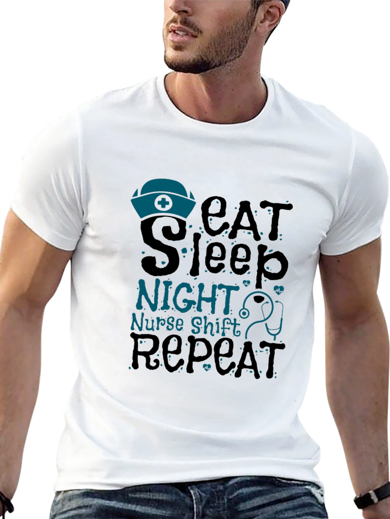 Nurse Night Shift T-Shirt - Eat Sleep Repeat