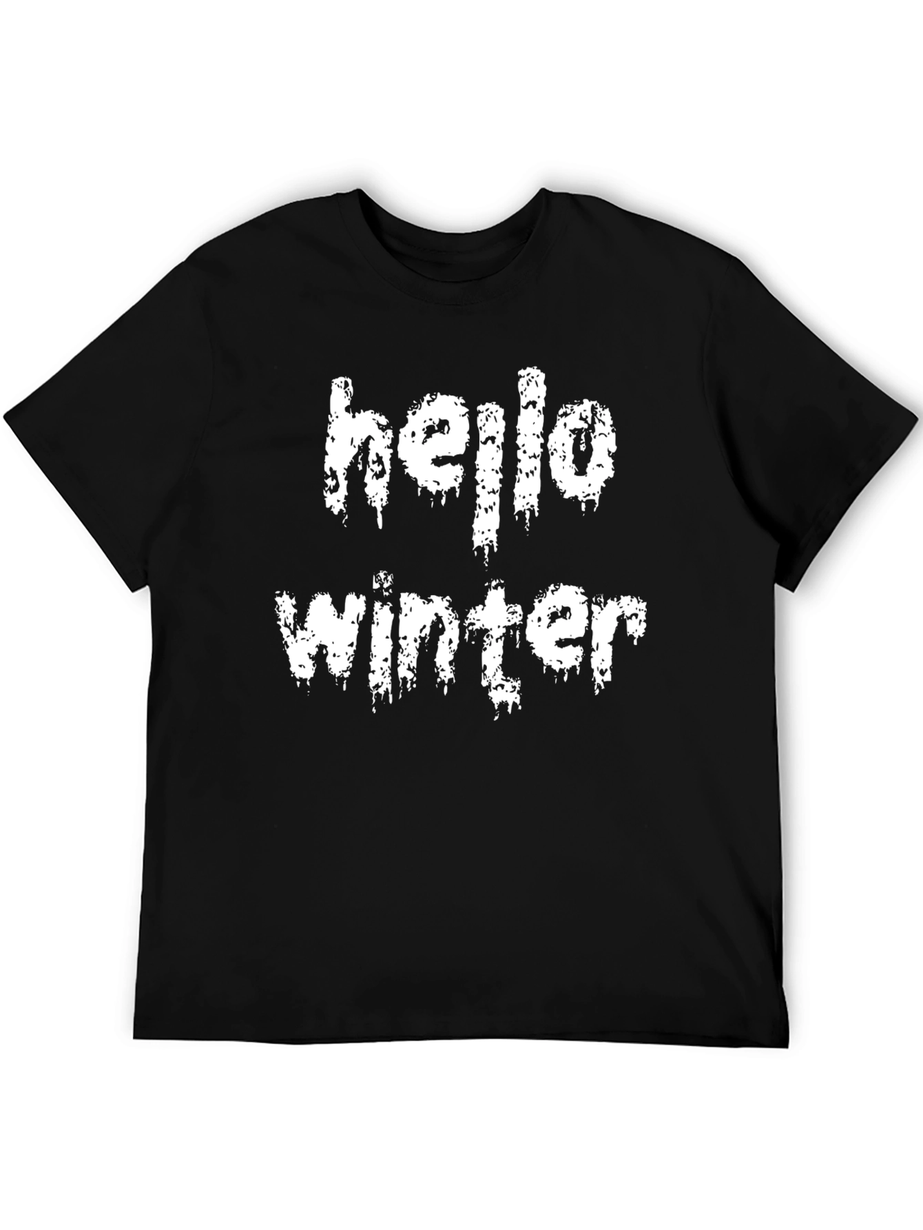 Hello Winter Graphic Tee - Black Cotton Blend T-Shirt
