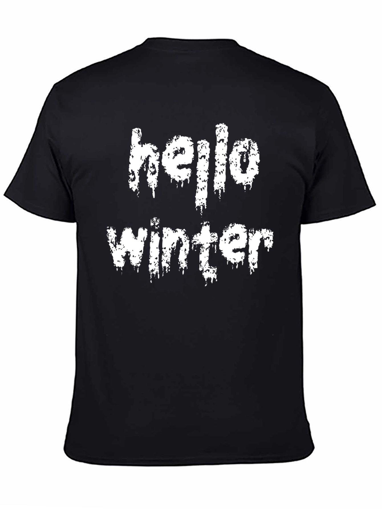 Hello Winter Graphic Tee - Black Cotton Blend T-Shirt