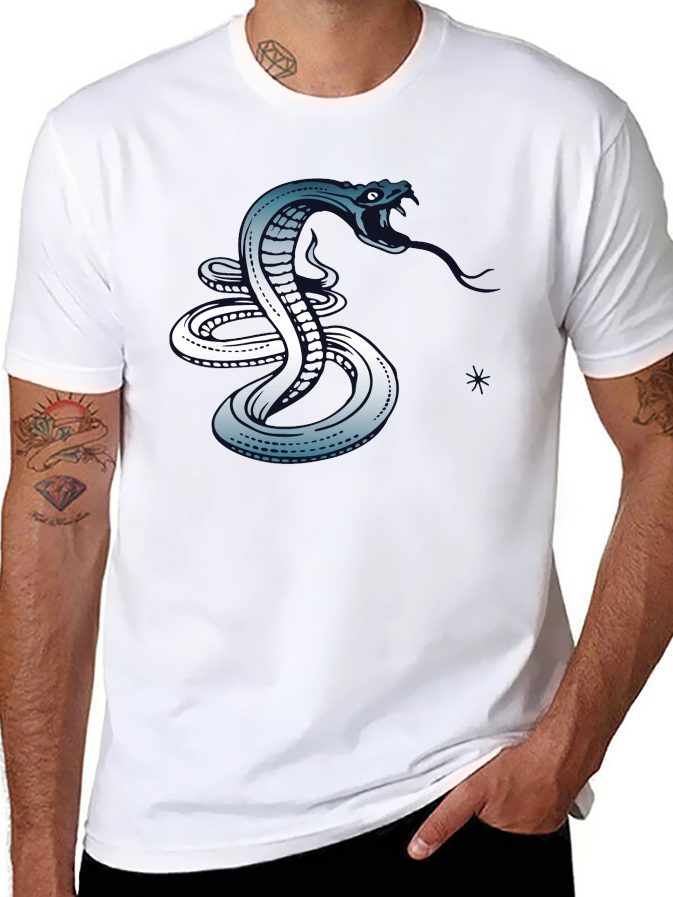 Mens Black Snake Graphic T-Shirt