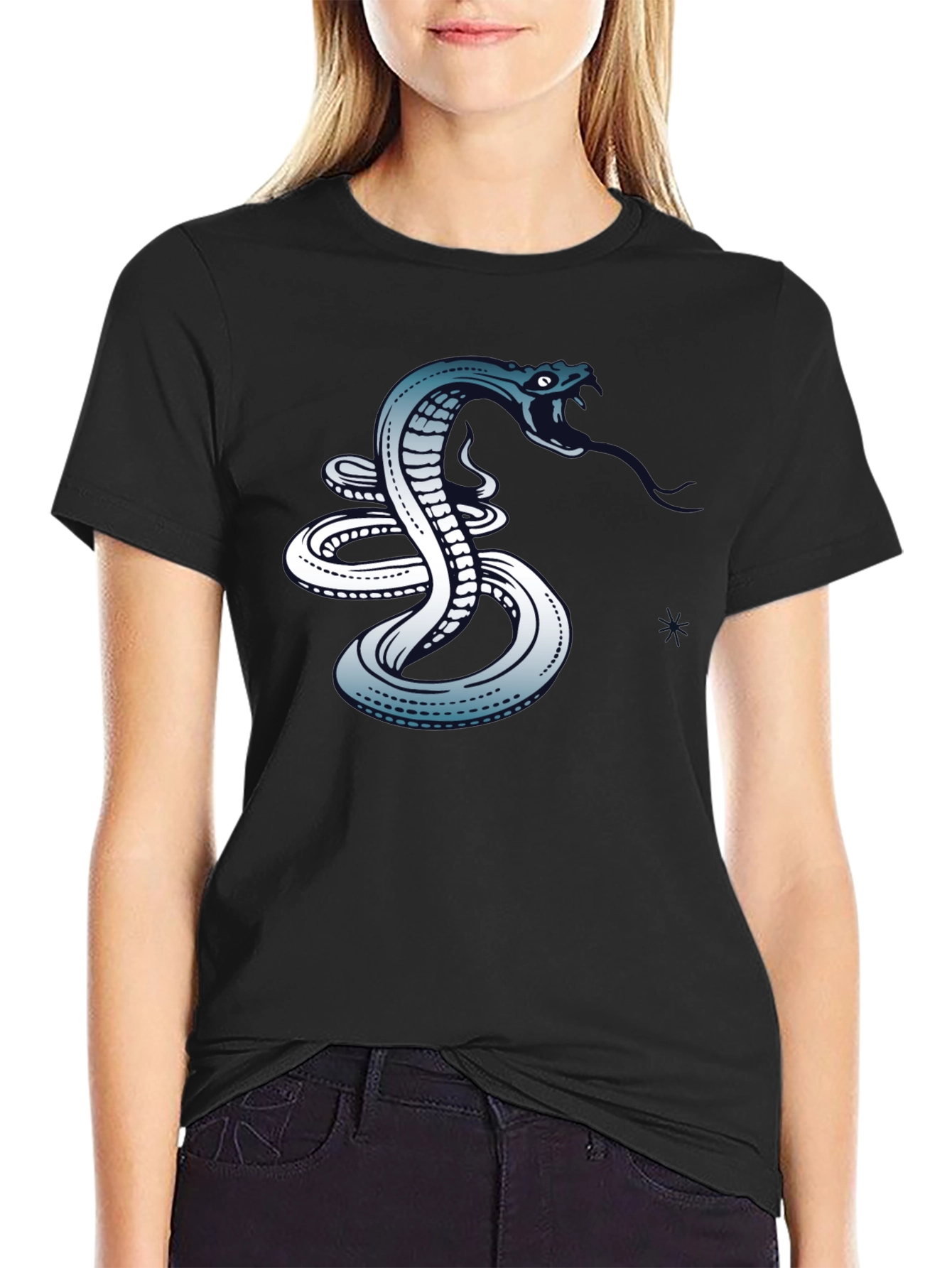 Mens Black Snake Graphic T-Shirt