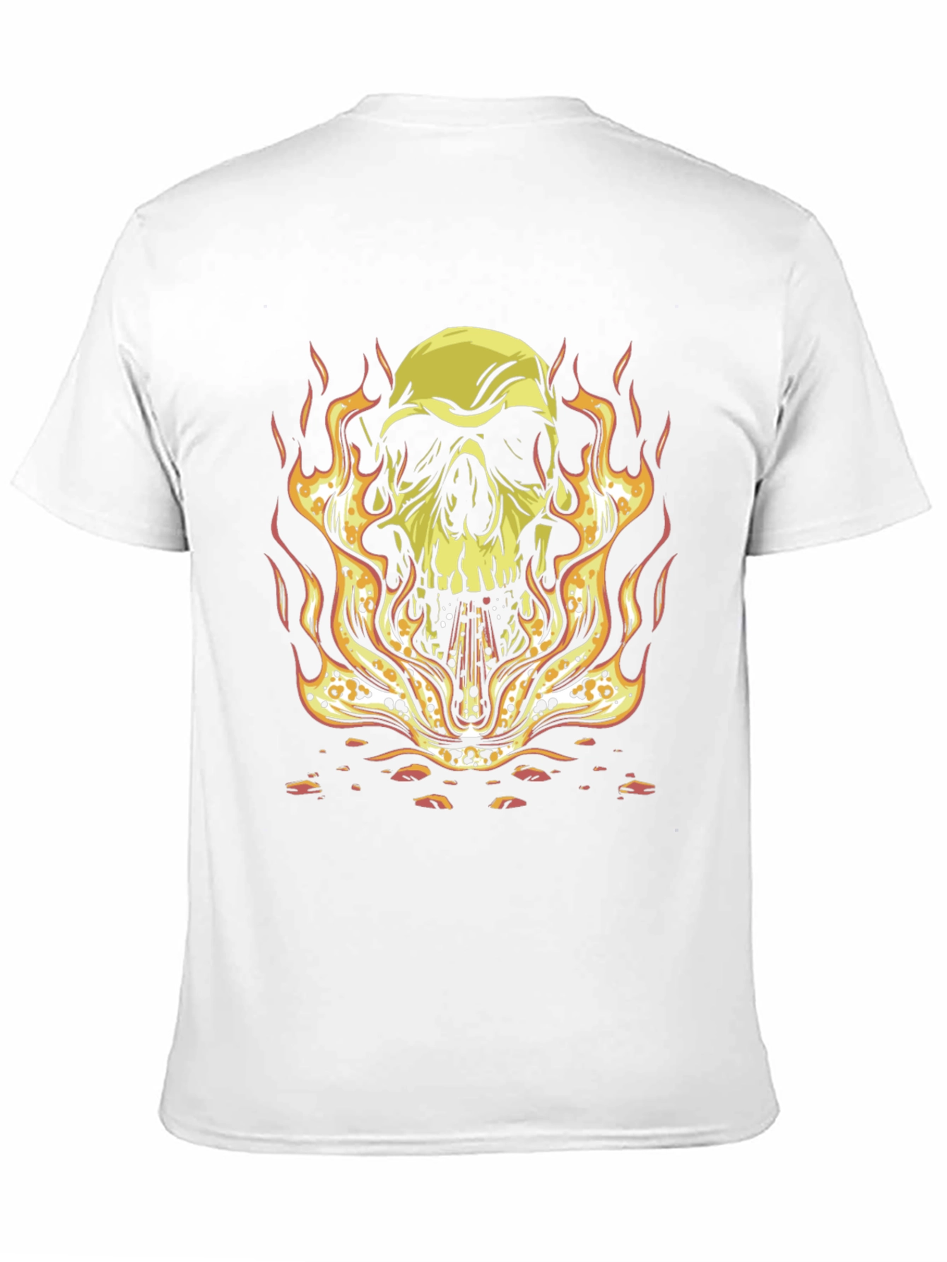 Skull on Fire Graphic Tee - Bold Black T-Shirt