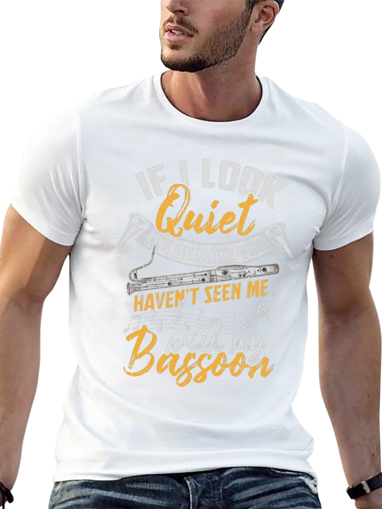 If I Look Quiet Bassoon Player Black T-Shirt