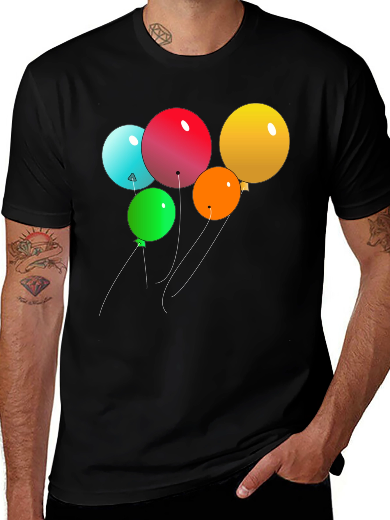 Mens Black Balloon Graphic Tee