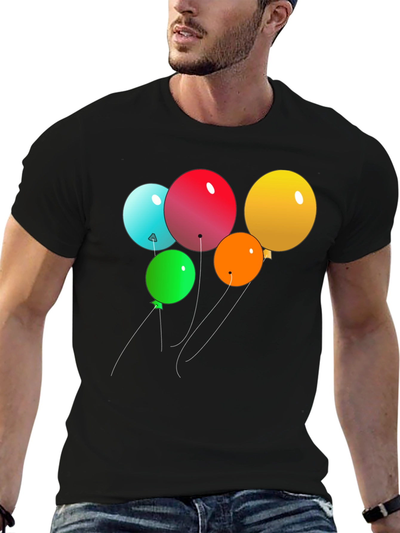Mens Black Balloon Graphic Tee