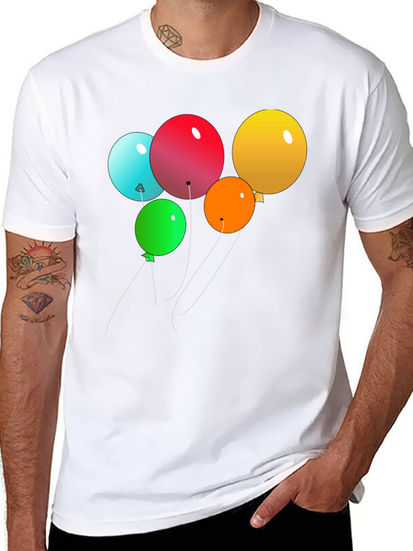 Mens Black Balloon Graphic Tee