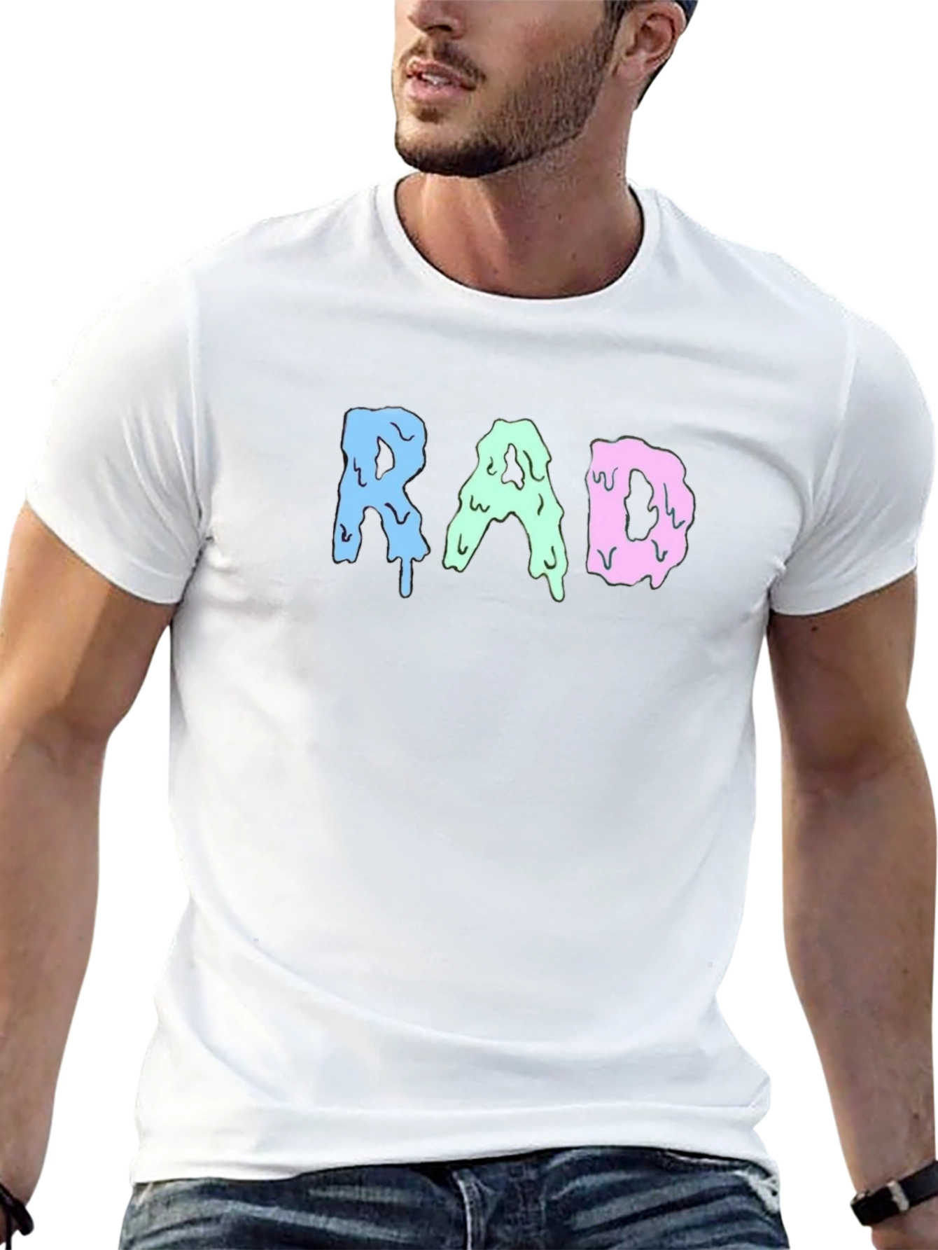 Rad Graphic Print Mens Black T-Shirt