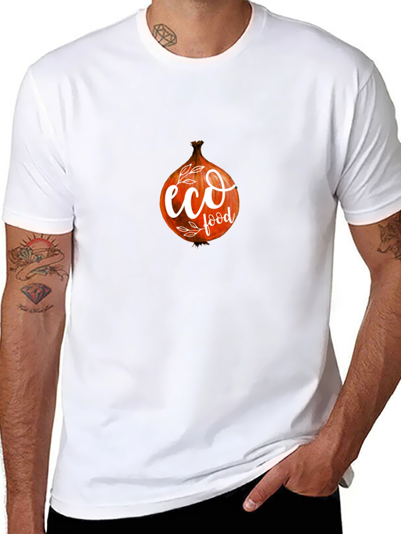 Eco Food Onion Graphic Black T-Shirt