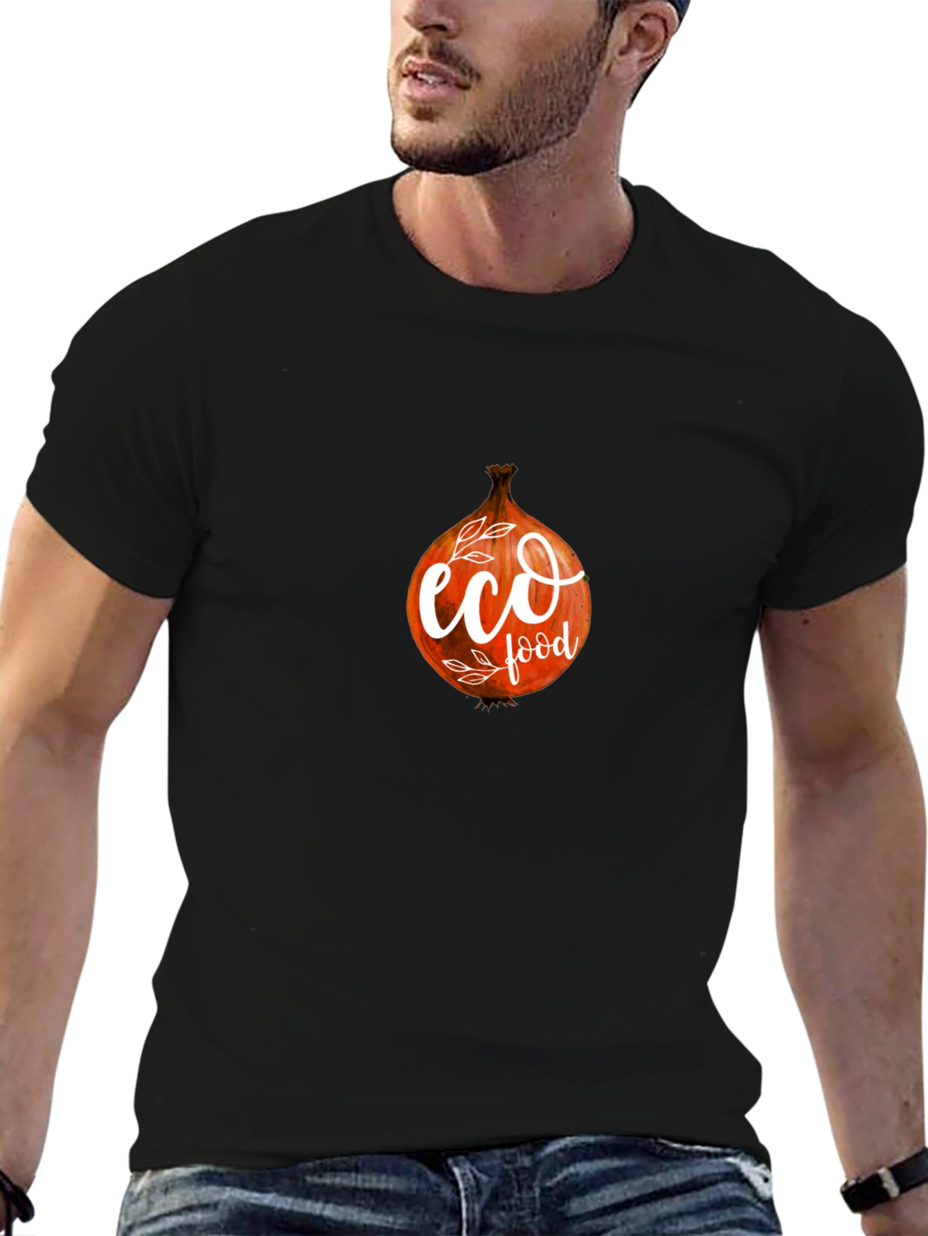 Eco Food Onion Graphic Black T-Shirt