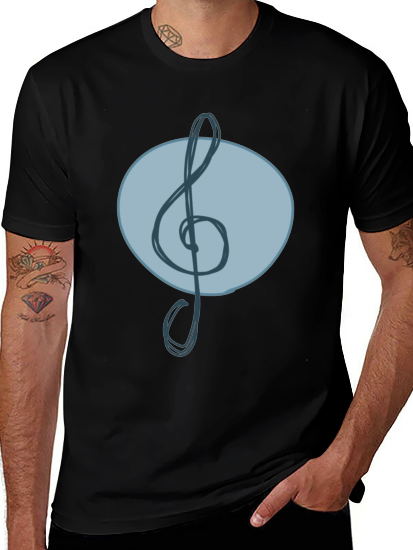 Musical Clef Graphic Tee - Cool Treble Note Design