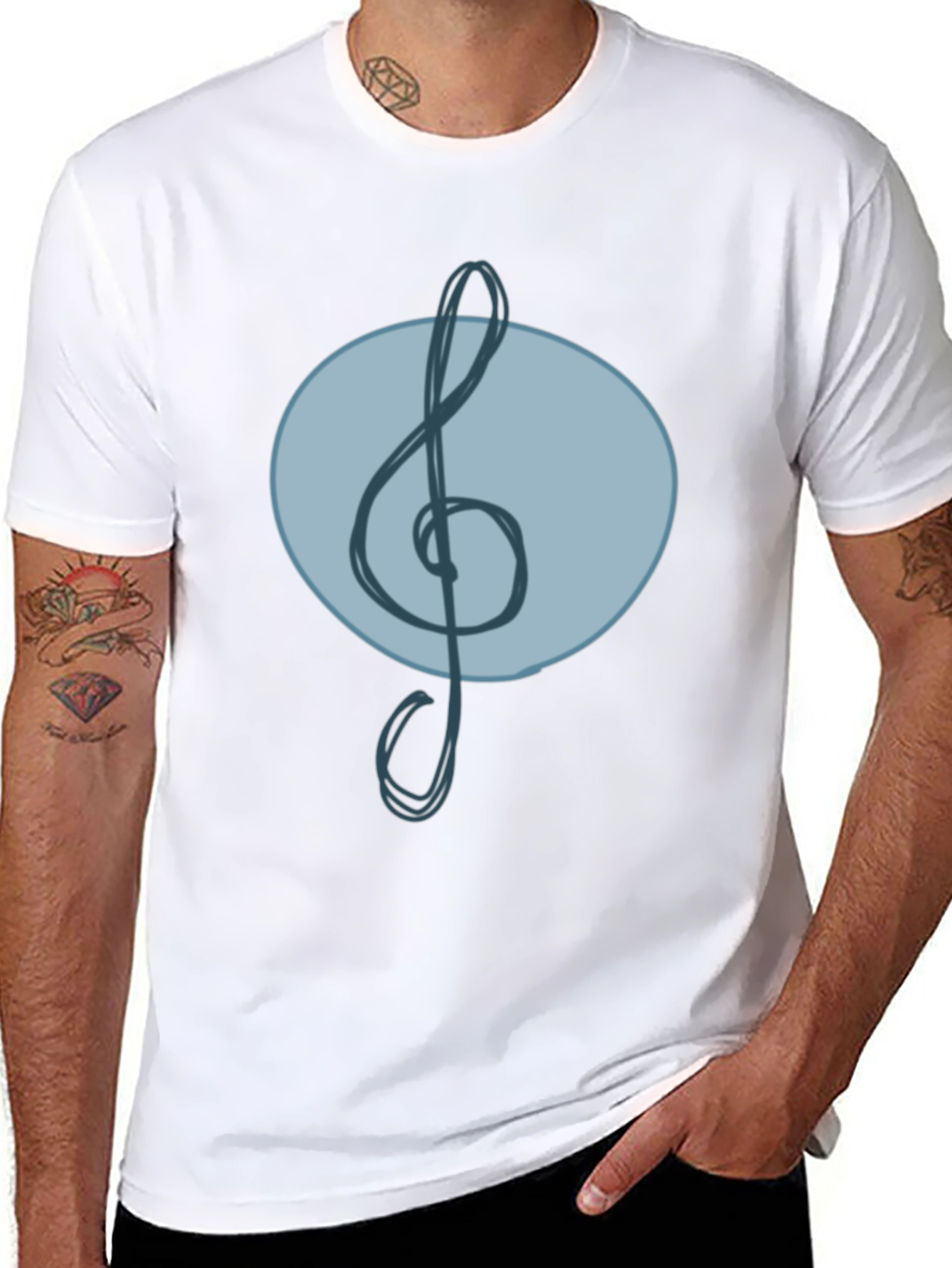 Musical Clef Graphic Tee - Cool Treble Note Design