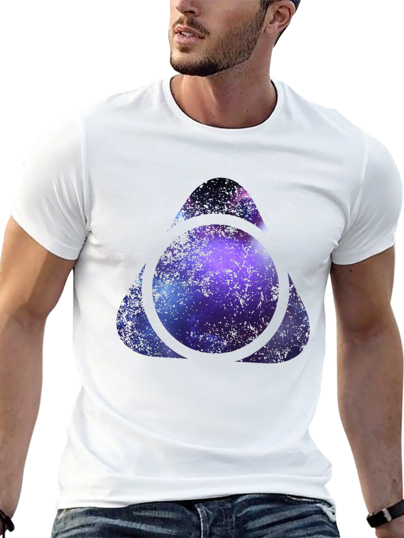 Galaxy Triangle Circle Graphic Black T-Shirt