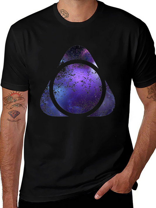 Galaxy Triangle Circle Graphic Black T-Shirt