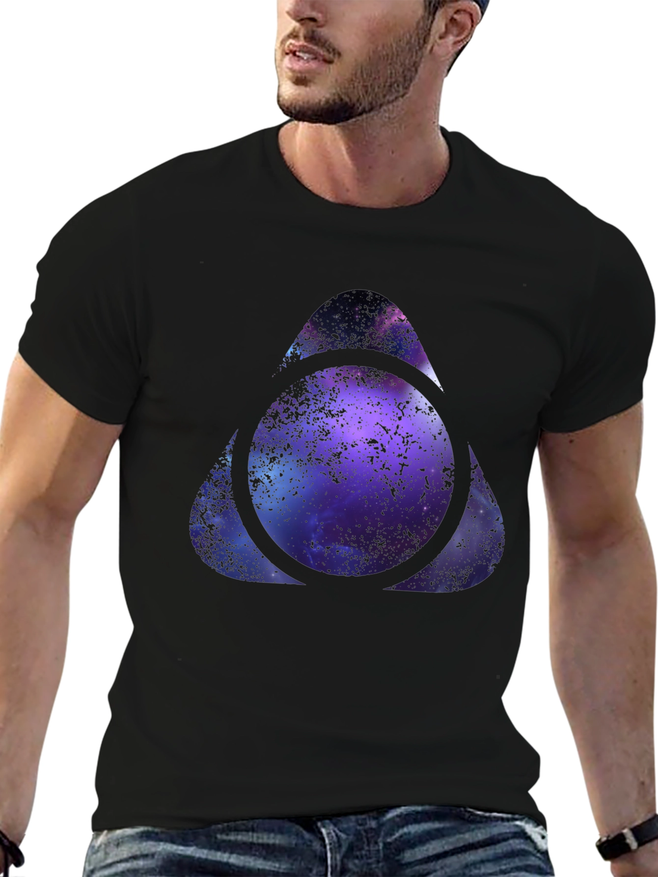 Galaxy Triangle Circle Graphic Black T-Shirt