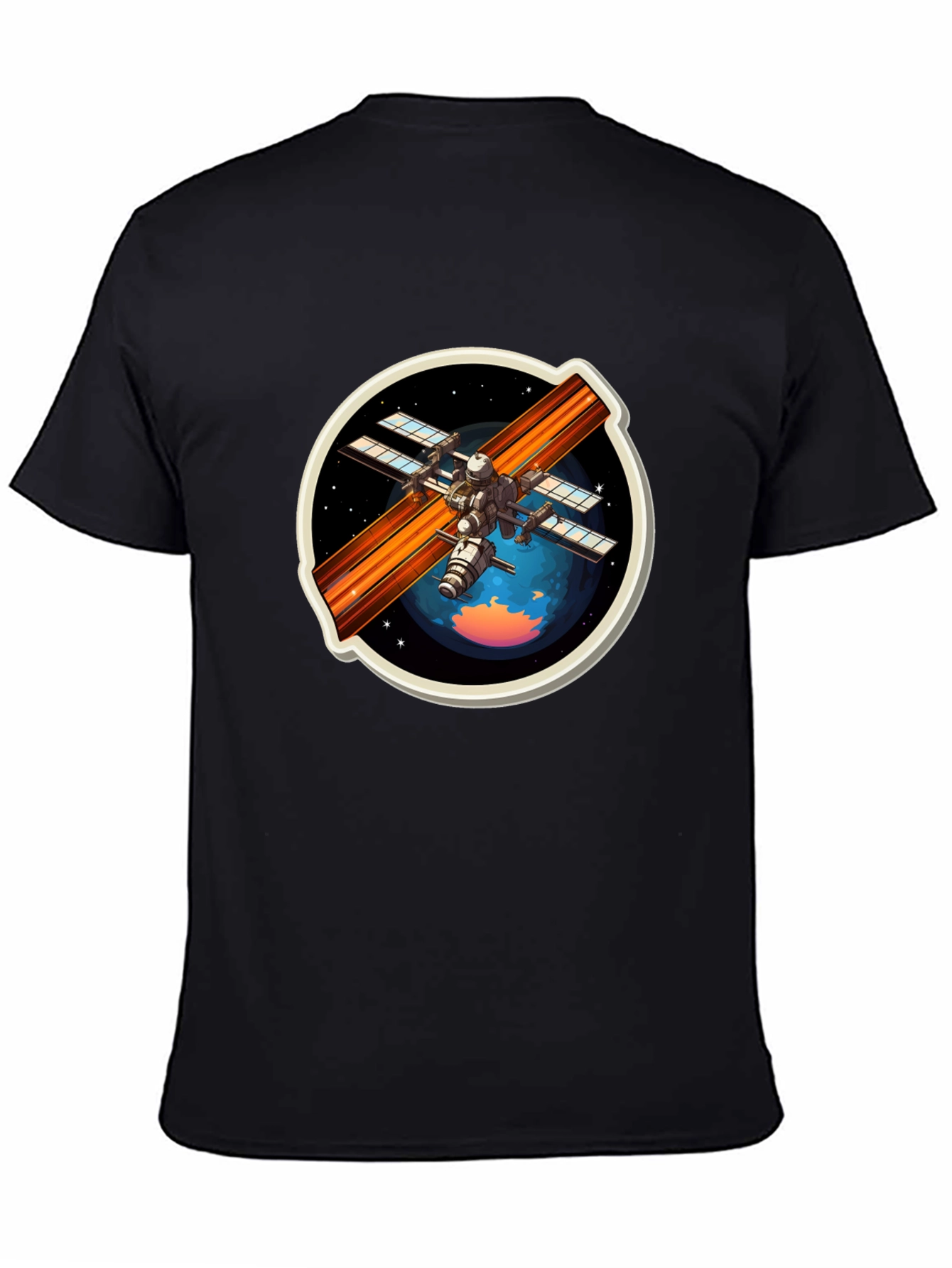 Space Station Graphic Tee - Black Crew Neck