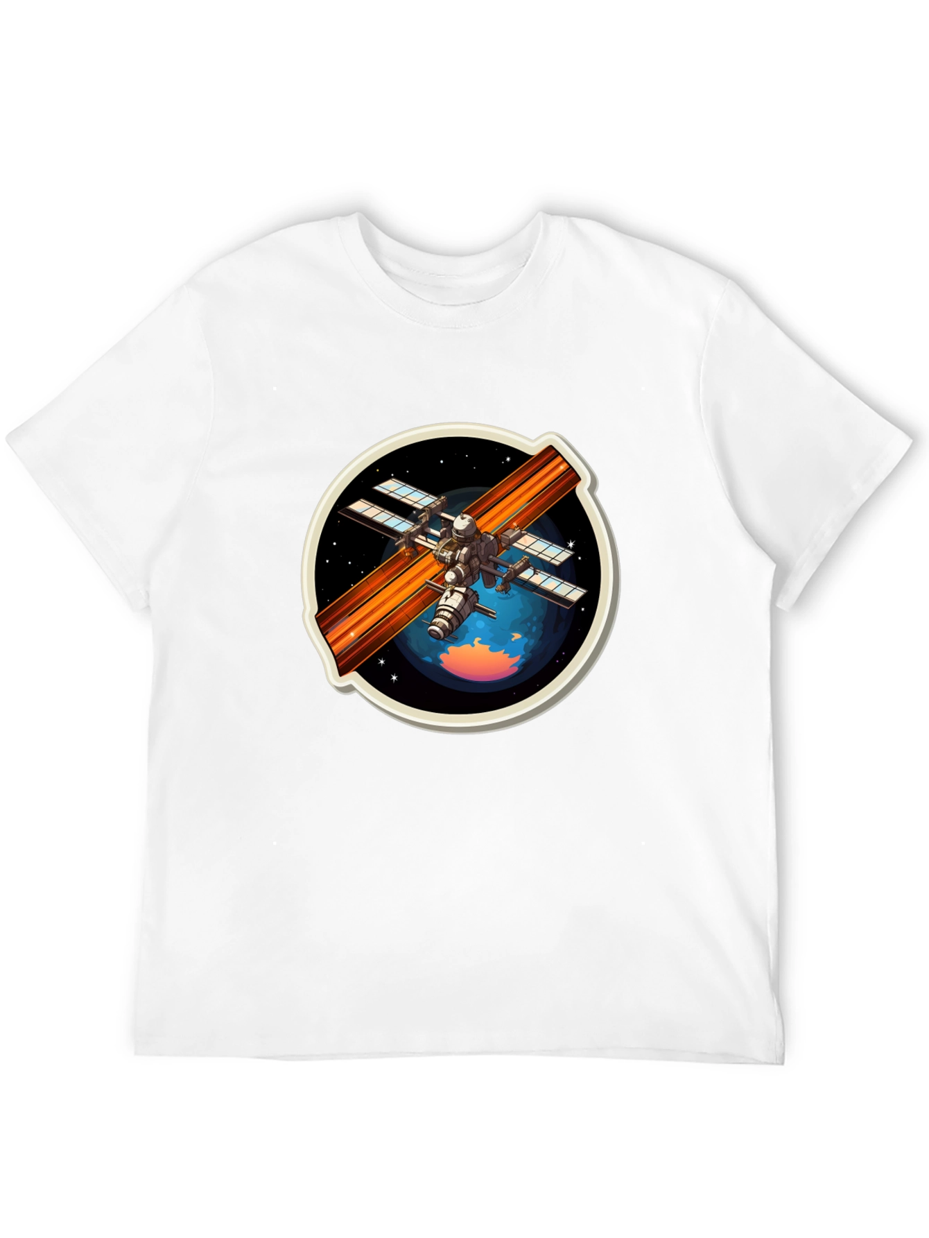 Space Station Graphic Tee - Black Crew Neck