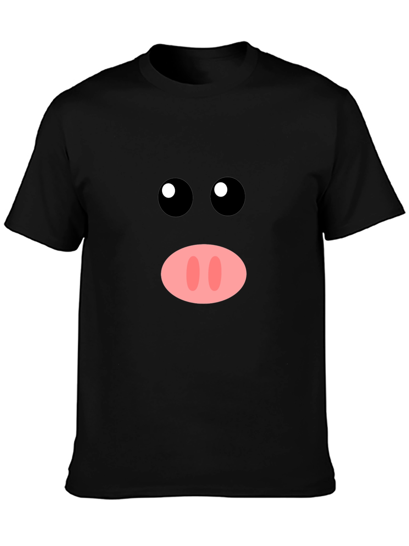 Funny Pig Face Graphic Tee - Black