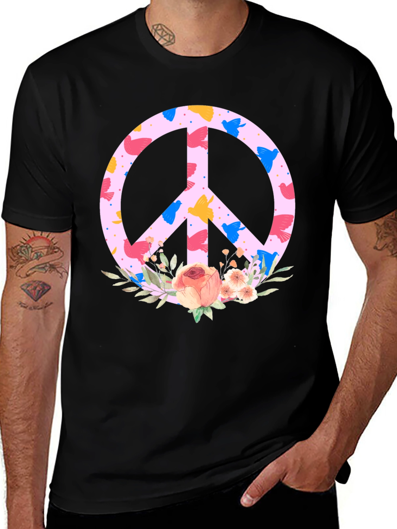 Floral Peace Sign T-Shirt - Trendy Graphic Tee