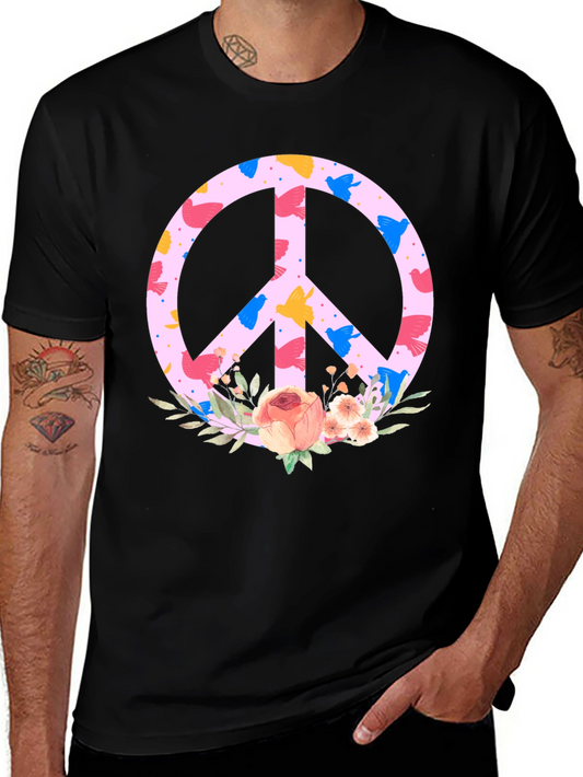 Floral Peace Sign T-Shirt - Trendy Graphic Tee