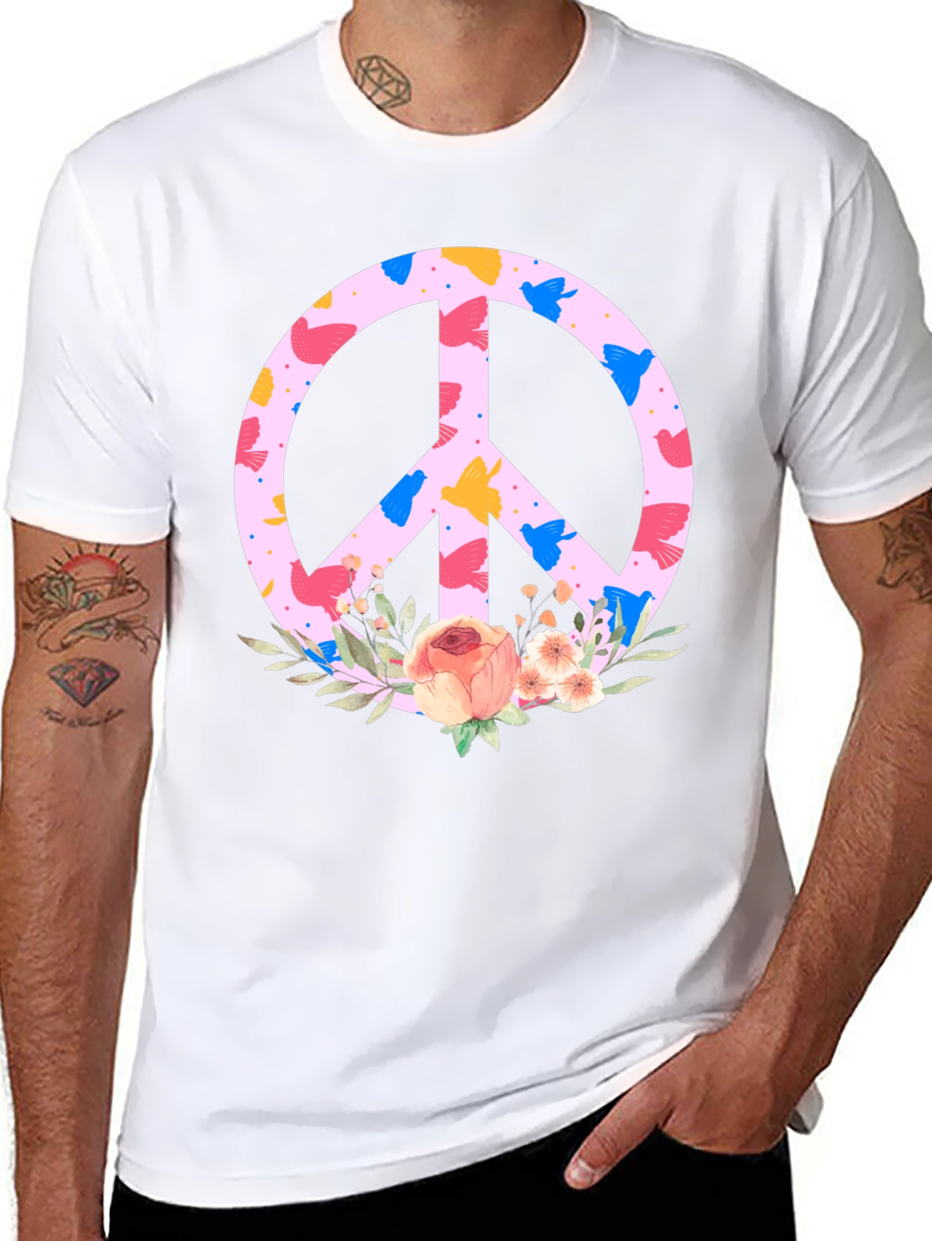 Floral Peace Sign T-Shirt - Trendy Graphic Tee