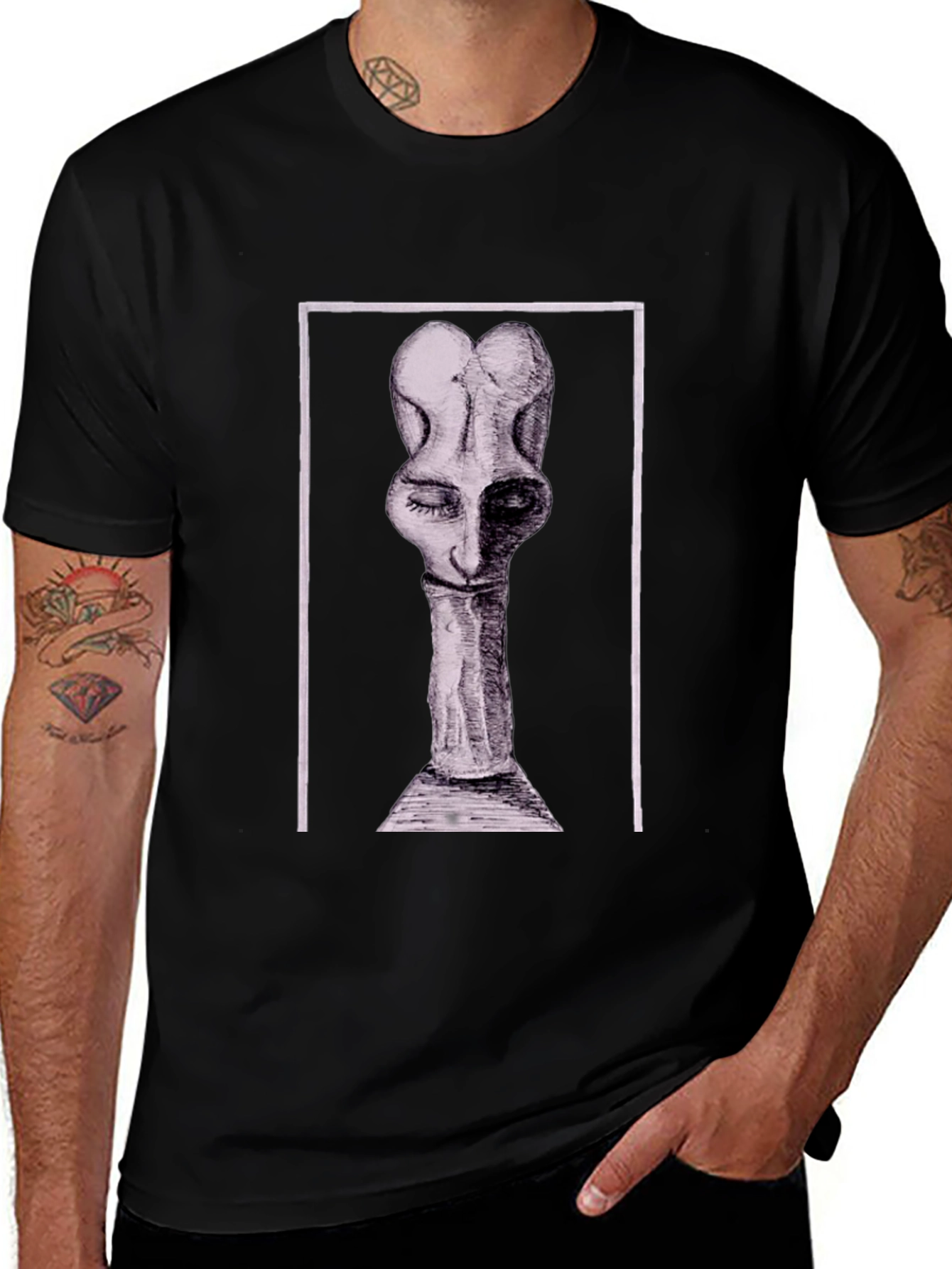 Abstract Art Graphic Tee - Black
