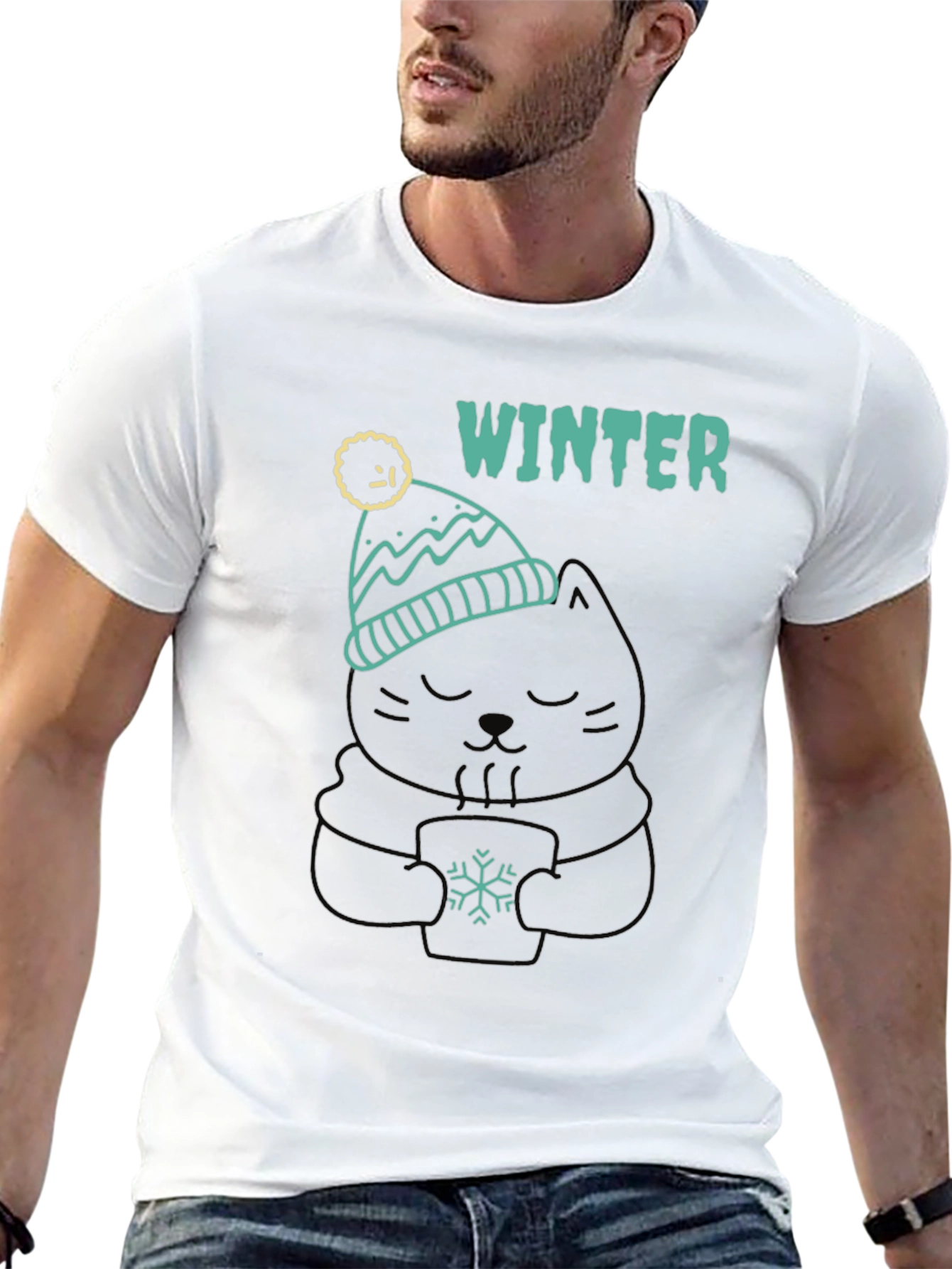 Winter Cat T-Shirt - Cozy & Cute