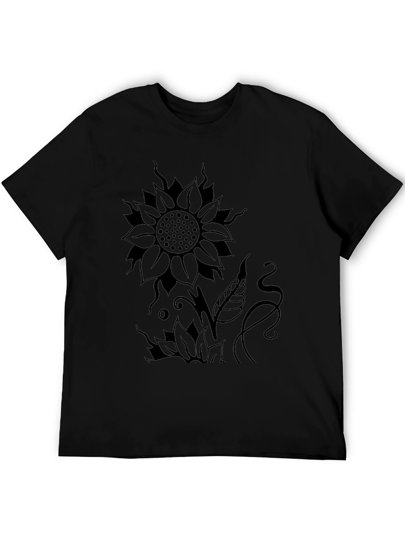 Sunflower Graphic Print Black T-Shirt