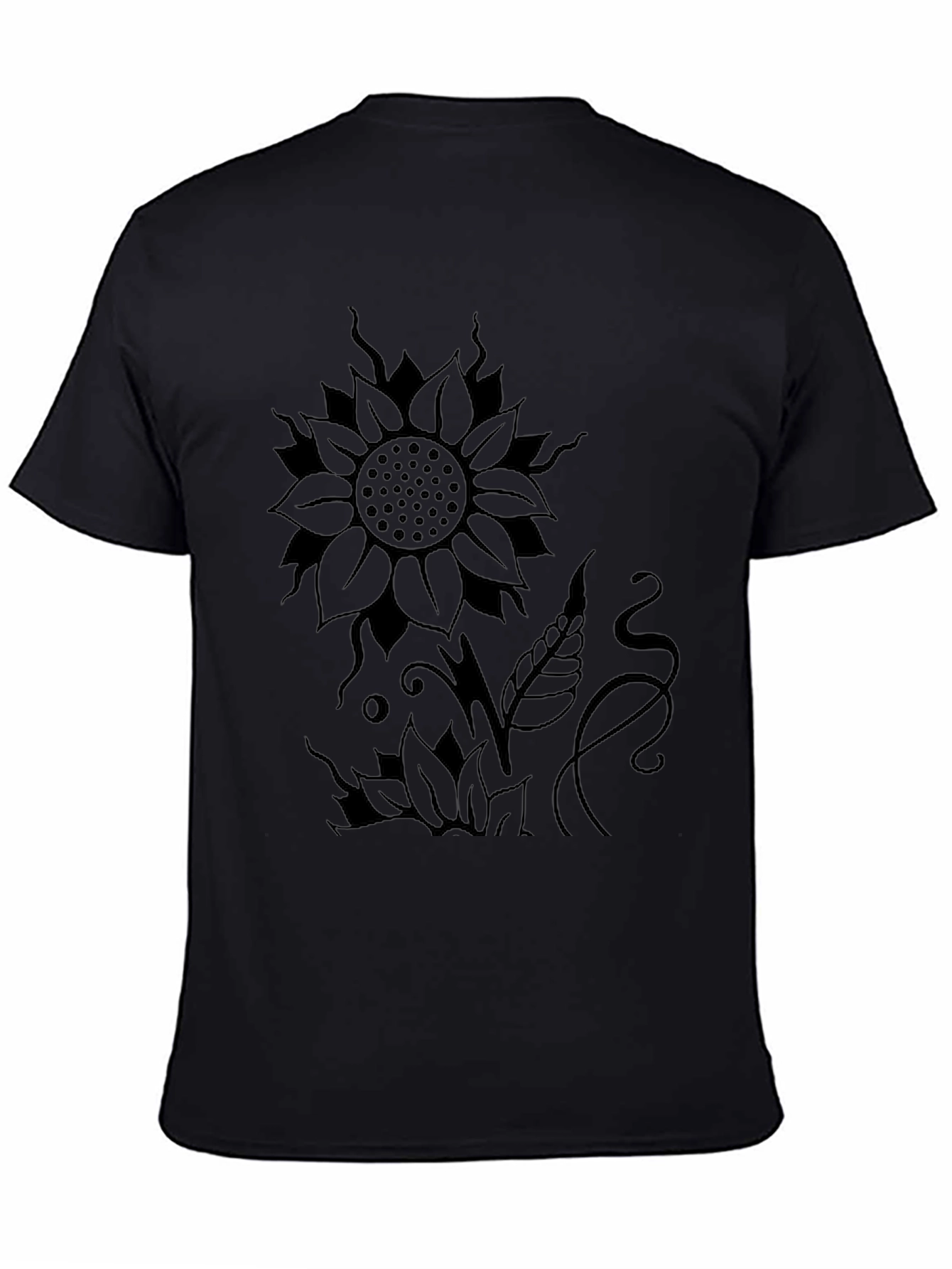 Sunflower Graphic Print Black T-Shirt