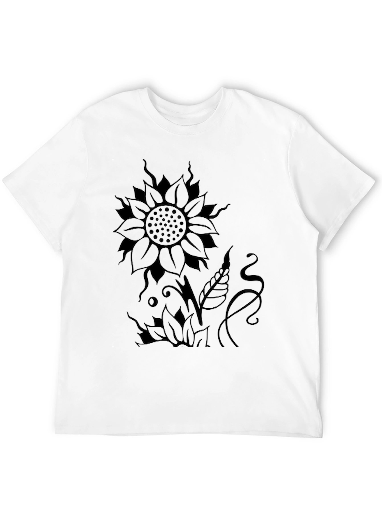 Sunflower Graphic Print Black T-Shirt