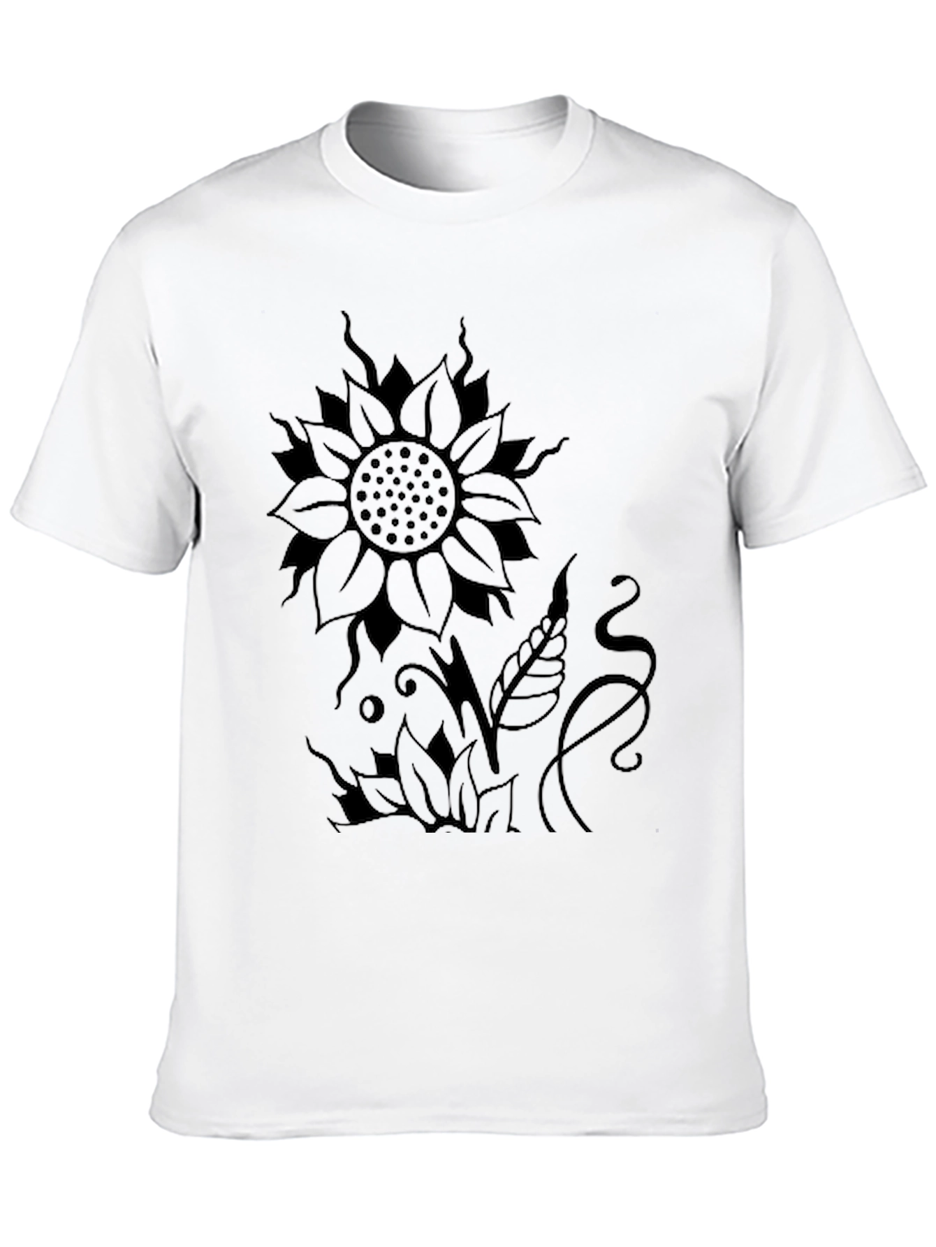 Sunflower Graphic Print Black T-Shirt