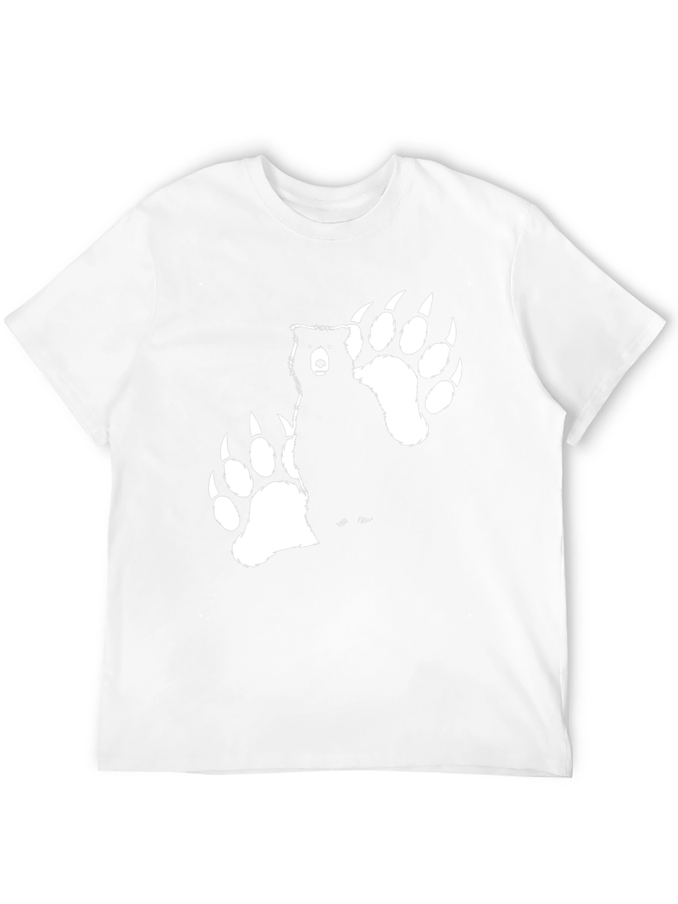 Bear Paw Print Graphic Tee - Black Cotton T-Shirt