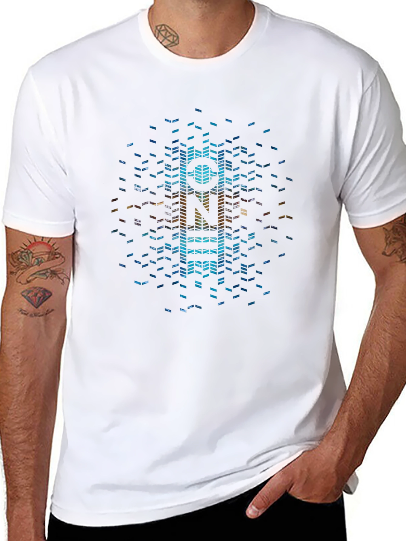Geometric Pixel Art T-Shirt - Unique Graphic Tee