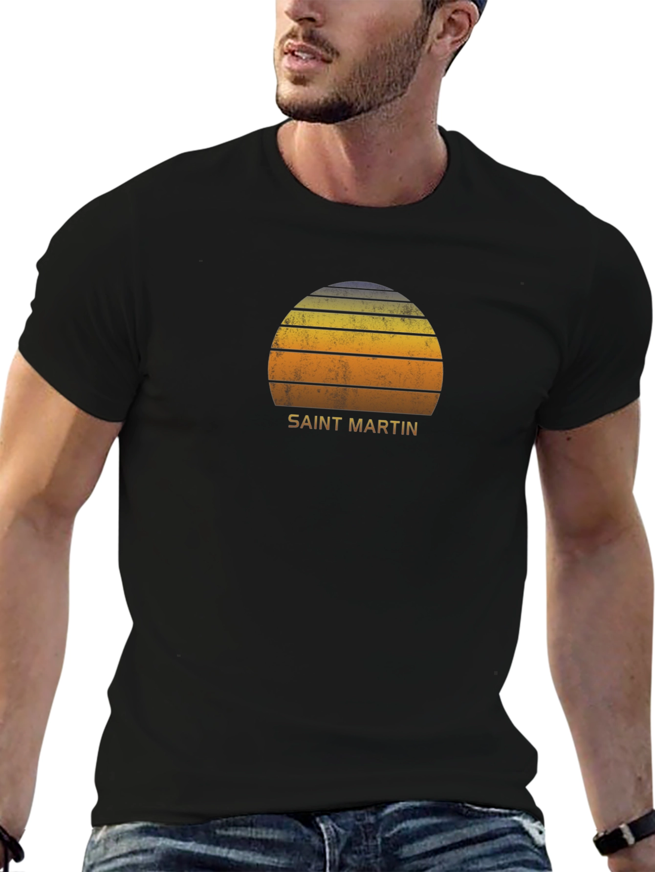 Saint Martin Sunset Graphic Tee - Retro Island Vibes