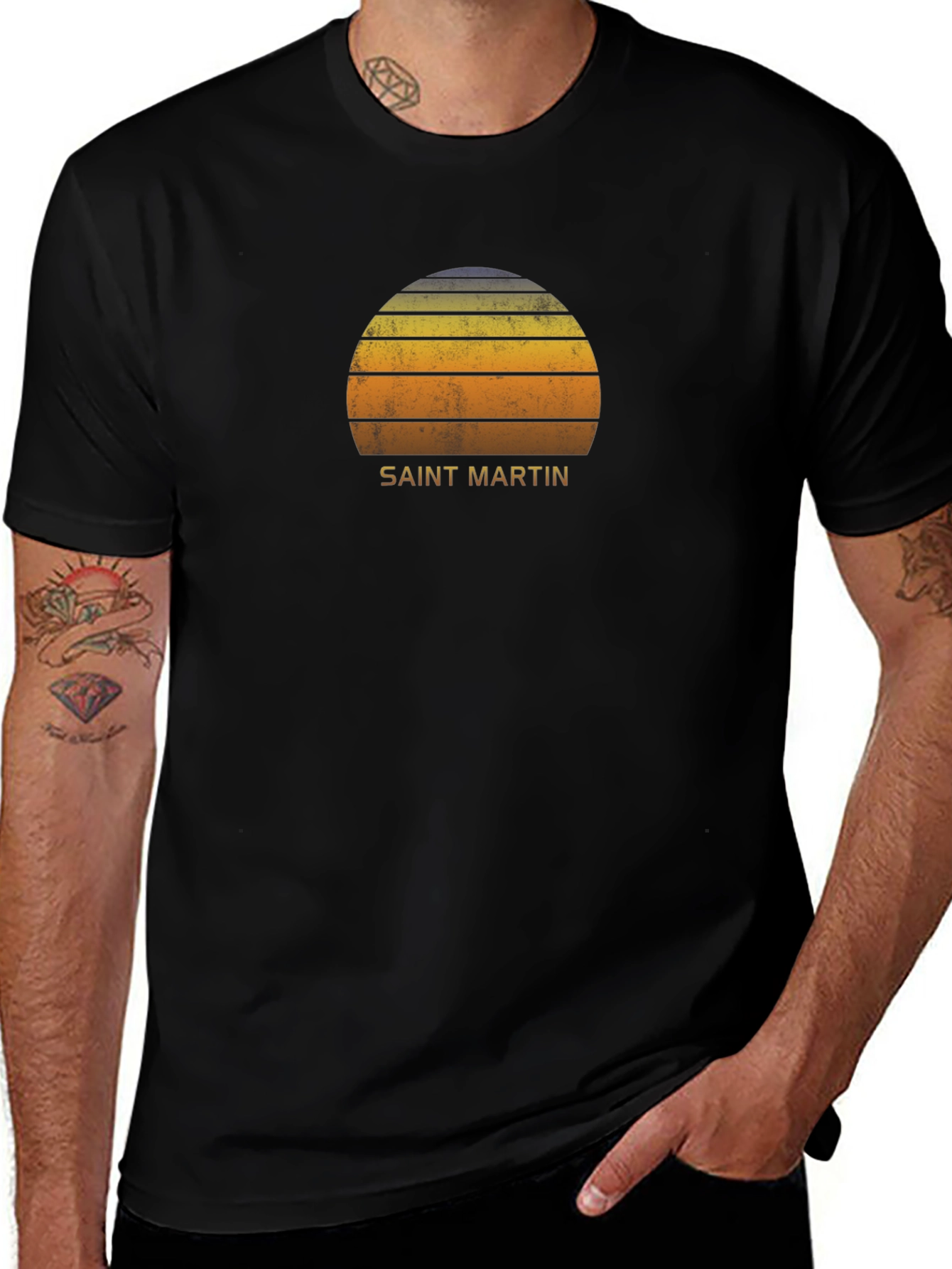 Saint Martin Sunset Graphic Tee - Retro Island Vibes