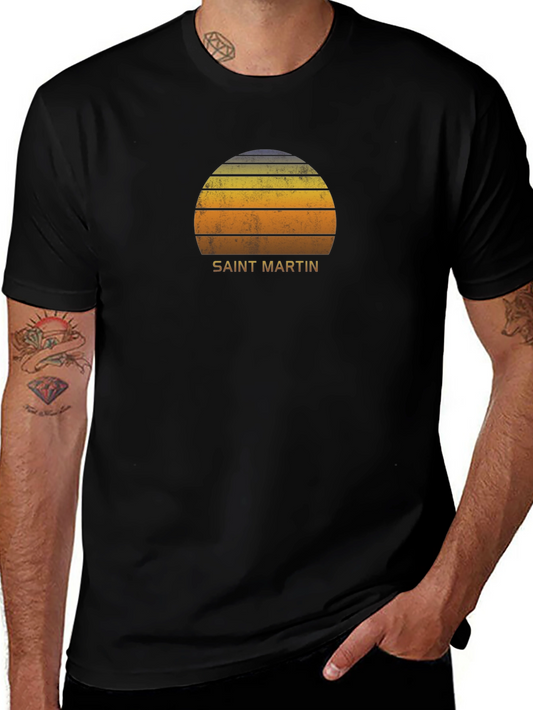 Saint Martin Sunset Graphic Tee - Retro Island Vibes