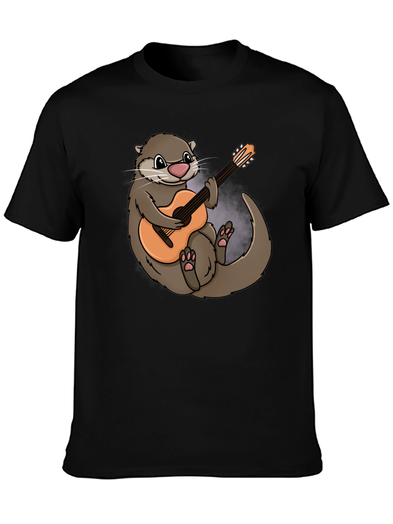 Otter Guitarist Graphic Tee - Black Cotton T-Shirt