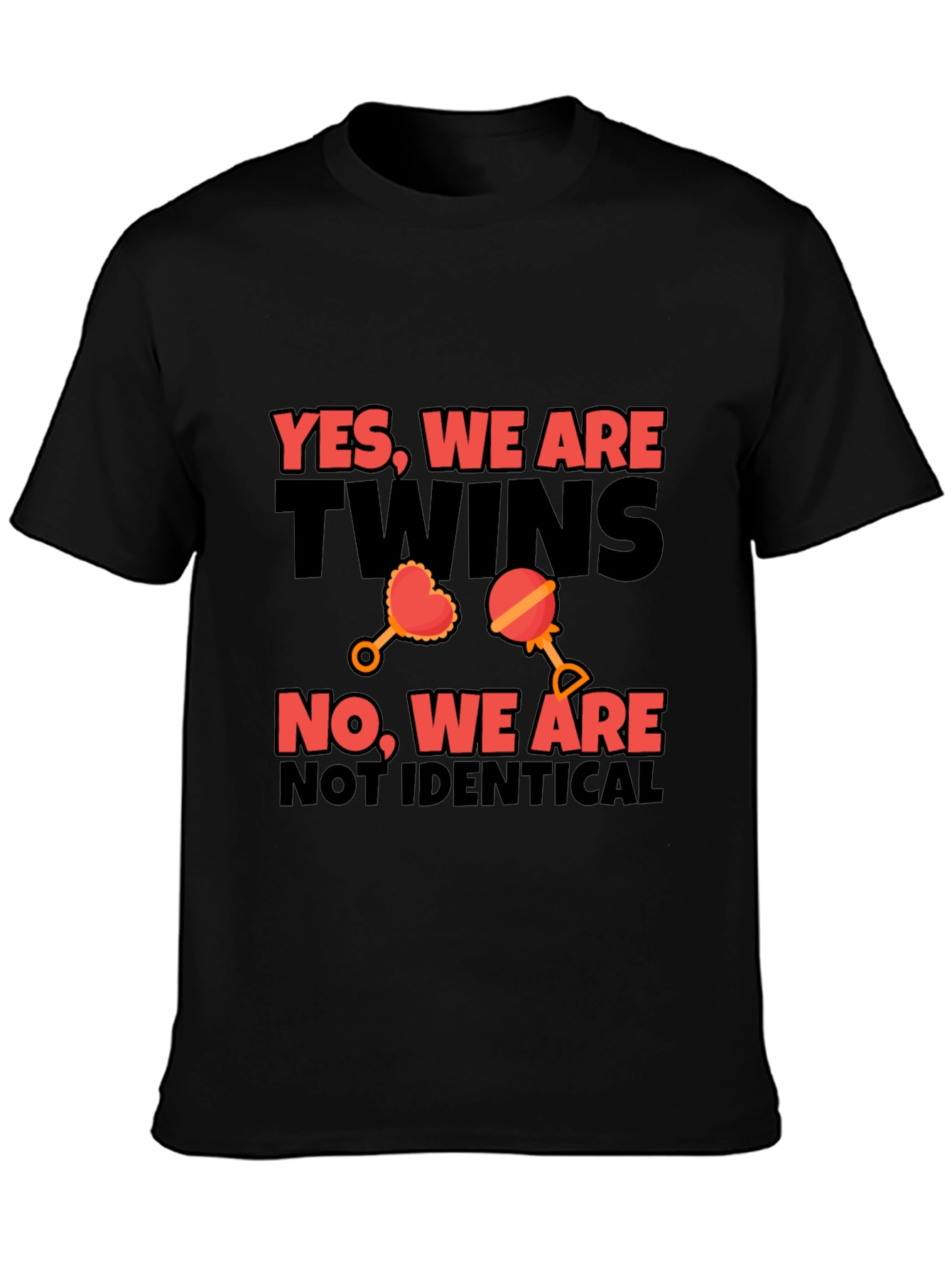 Twins Not Identical Black Cotton T-Shirt