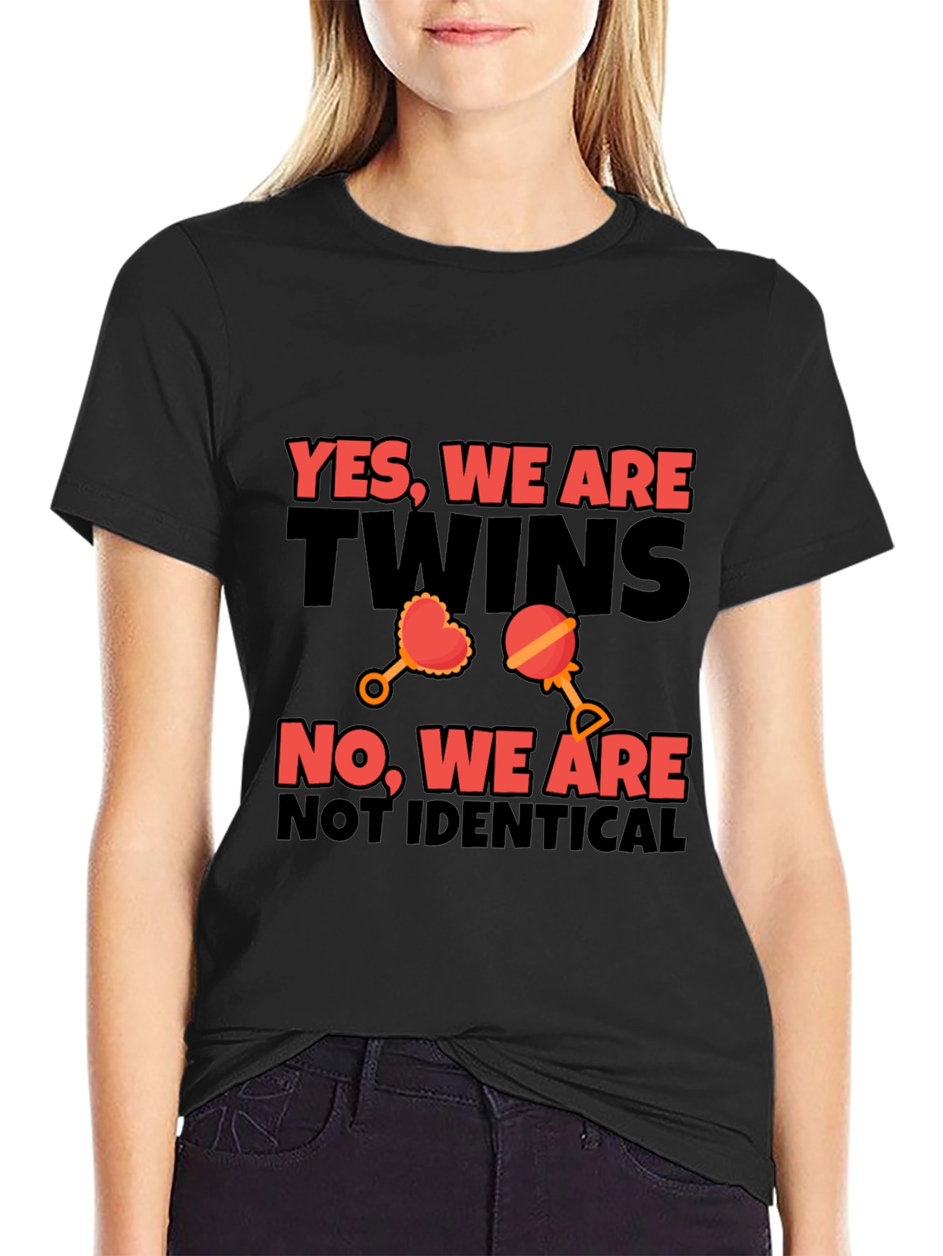 Twins Not Identical Black Cotton T-Shirt
