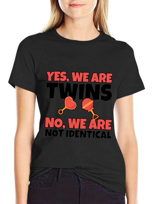 Twins Not Identical Black Cotton T-Shirt
