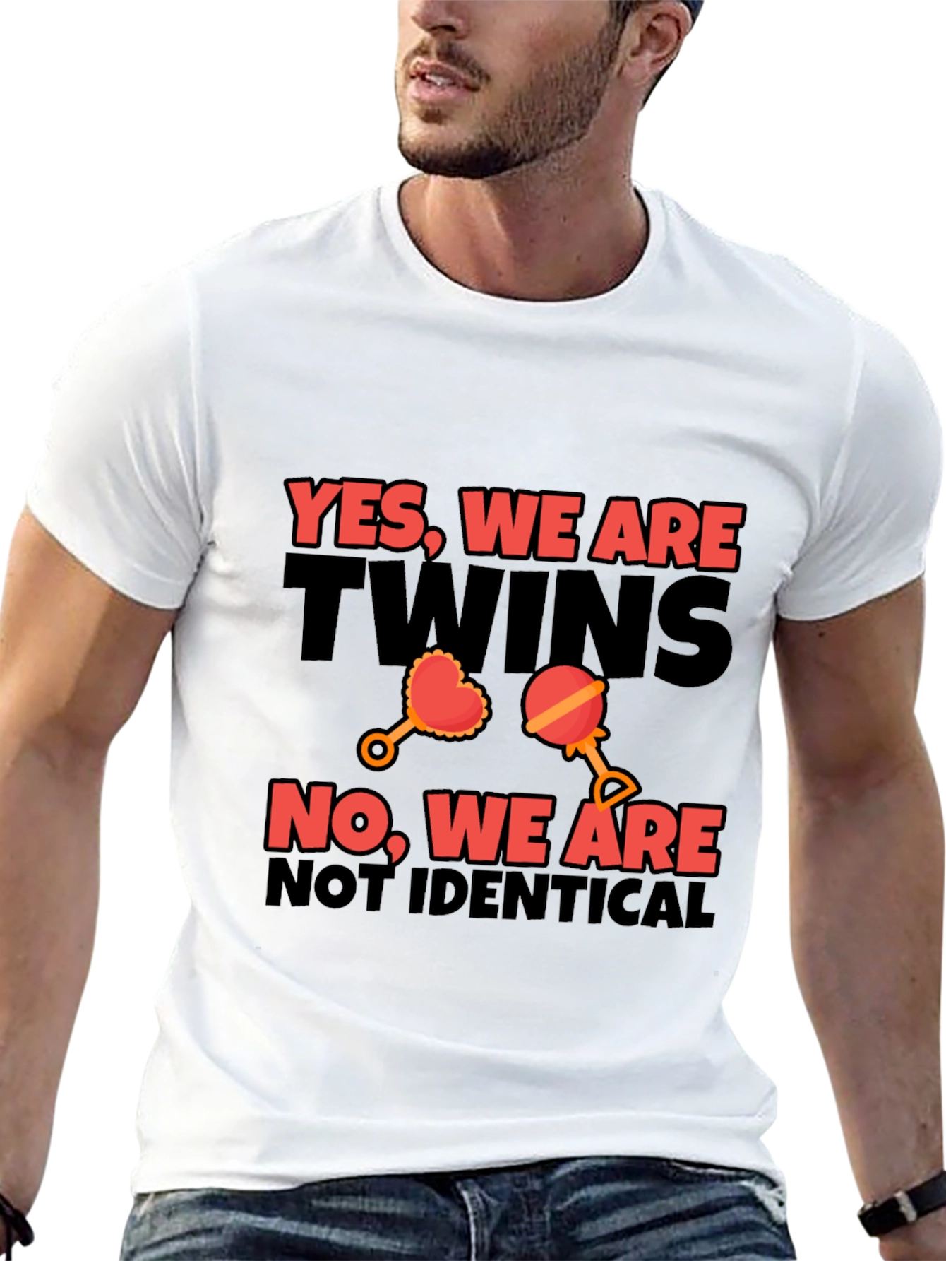 Twins Not Identical Black Cotton T-Shirt