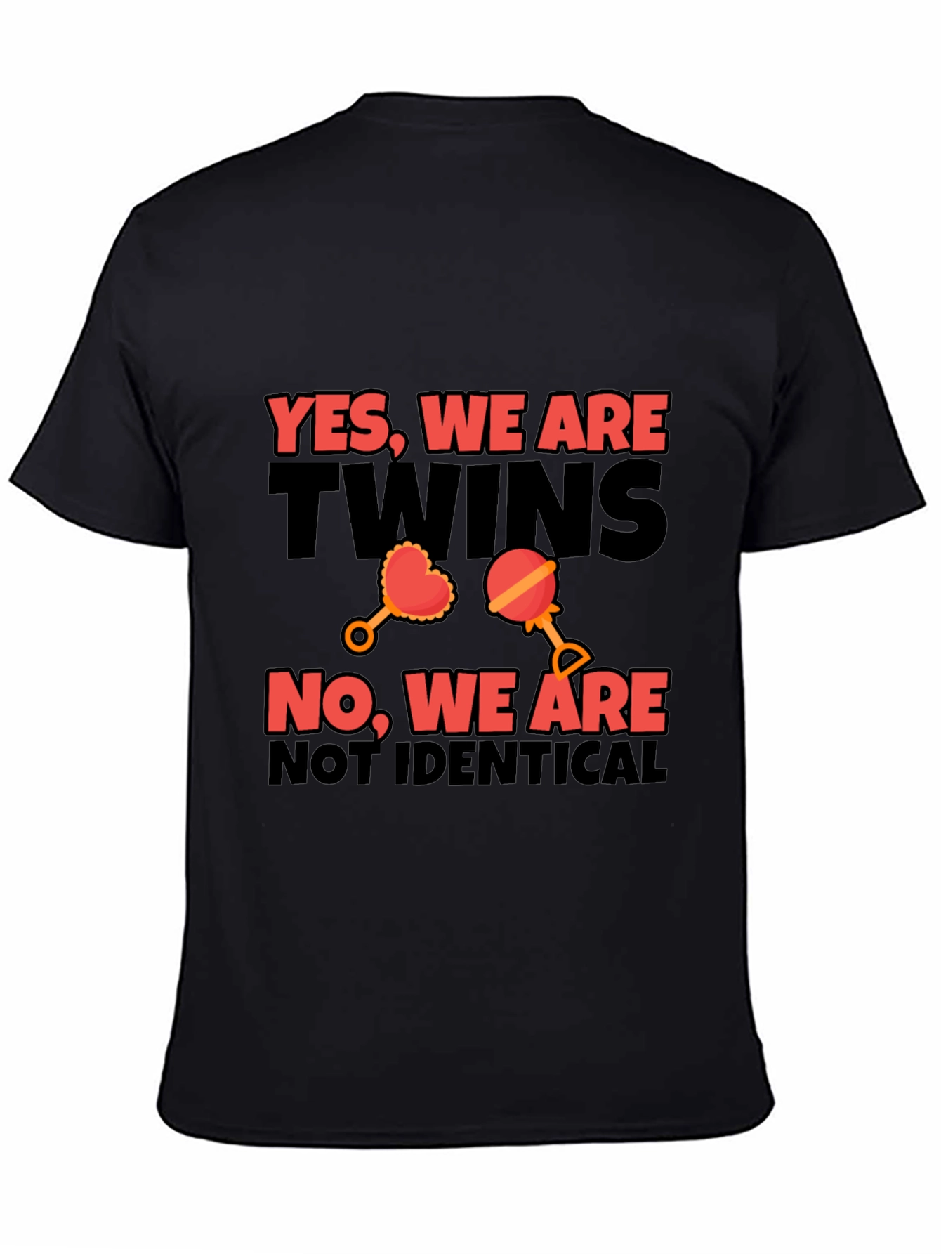 Twins Not Identical Black Cotton T-Shirt