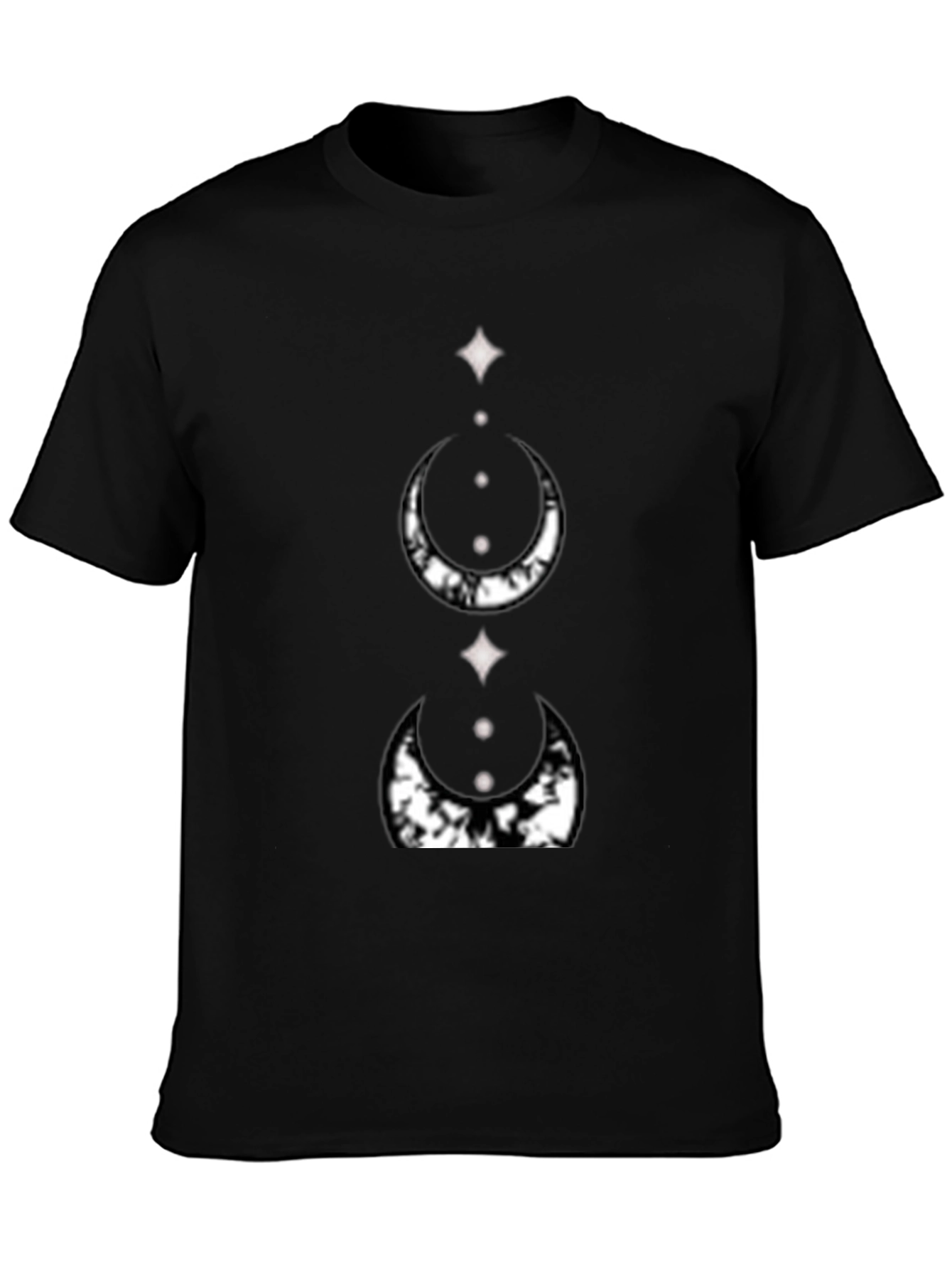 Mystic Moon Phase Graphic Tee - Black Cotton
