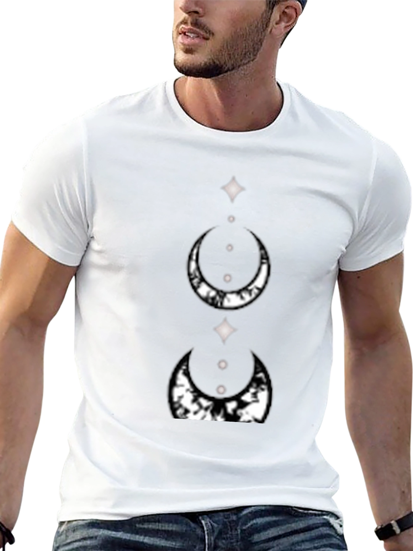 Mystic Moon Phase Graphic Tee - Black Cotton
