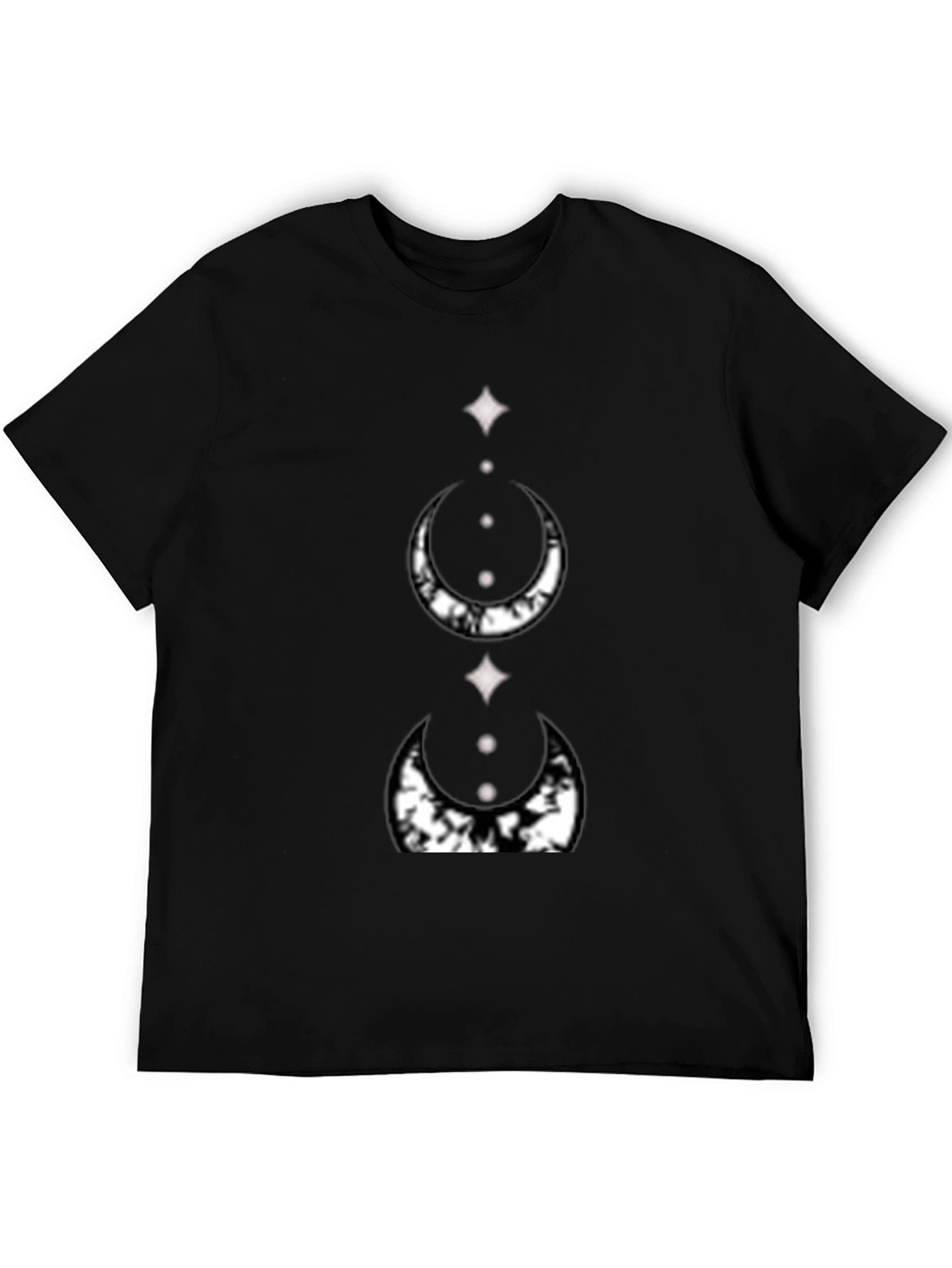 Mystic Moon Phase Graphic Tee - Black Cotton